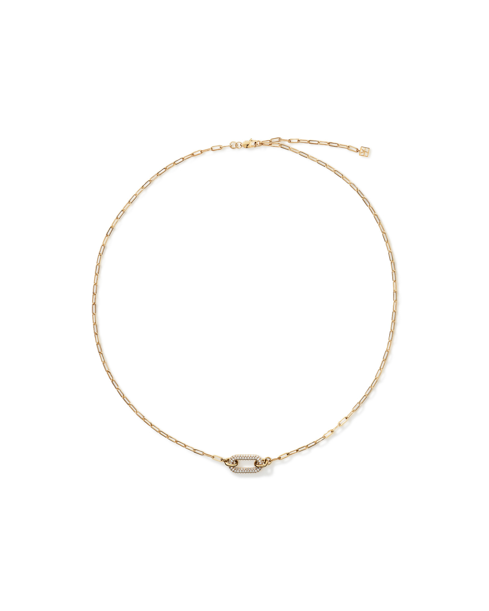 Luxe Links Necklace with Cubic Zirconia in 18kt Vermeil