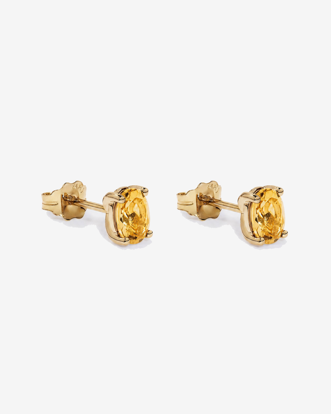 Oval Citrine Stud Earrings in 10kt Yellow Gold