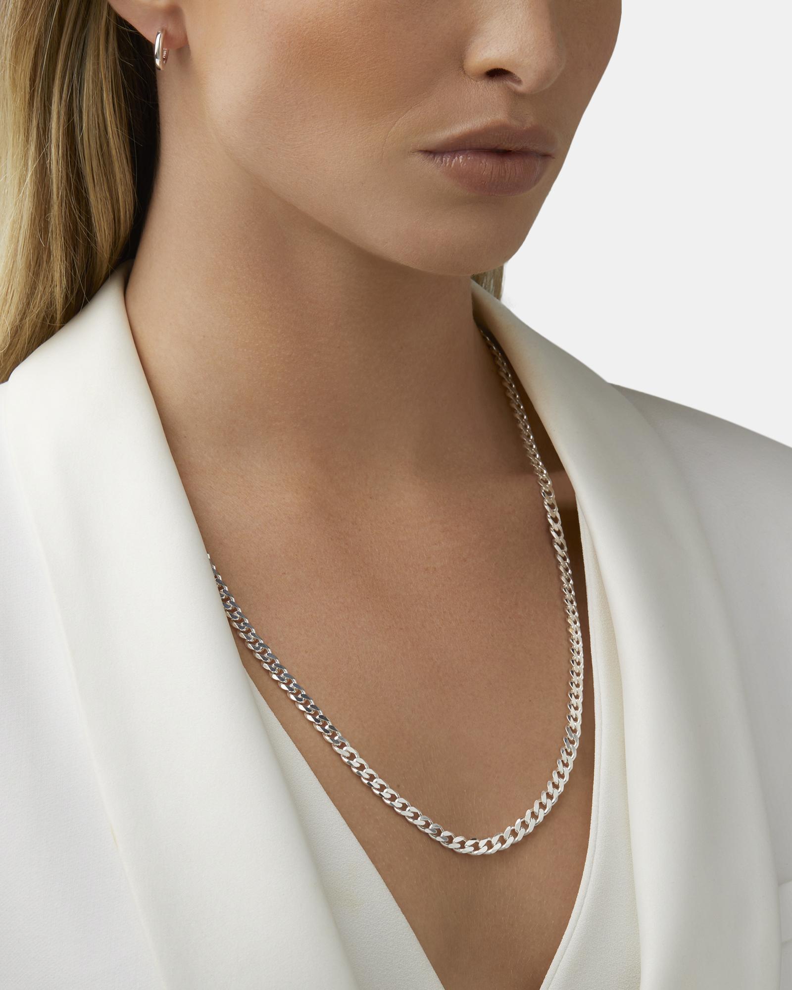 Chaîne à maillons gourmette en argent sterling de 60 cm, largeur de 5,5 mm