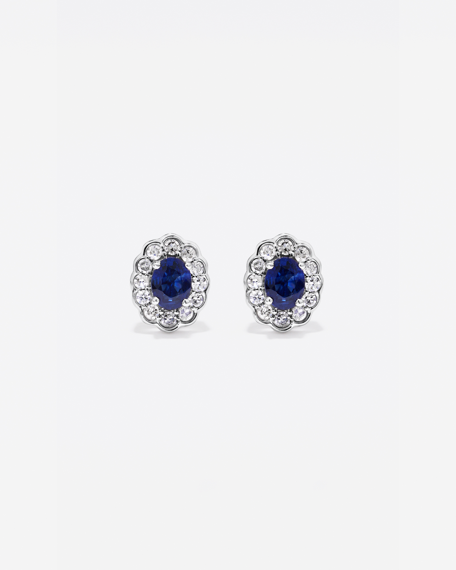 Australian Sapphire & 0.12 Carat TW Diamond Stud Halo Earrings in 10kt Gold