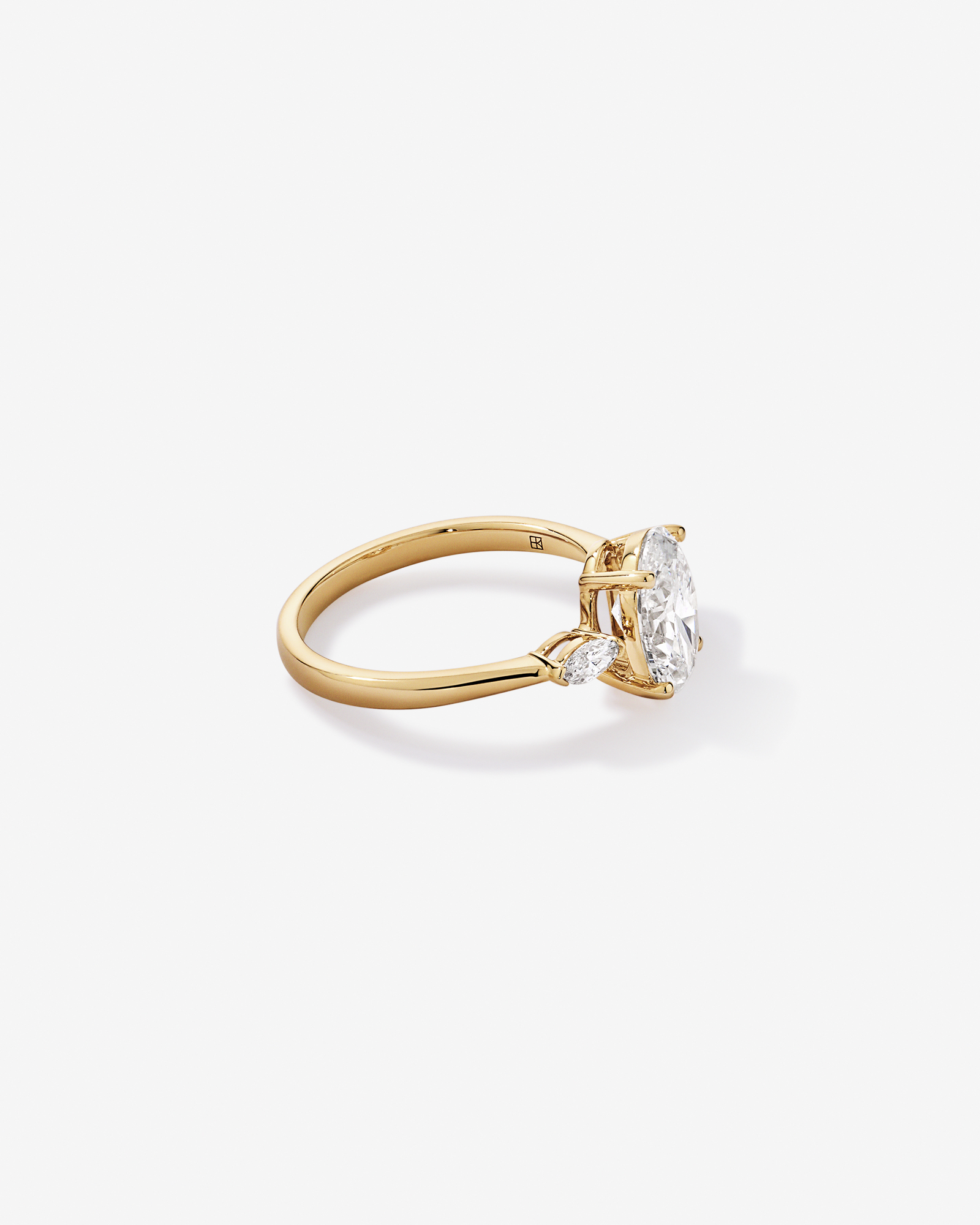 2.18 Carat TW Laboratory-Grown Diamond Oval and Marquise Three-Stone Ring 14kt Gold
