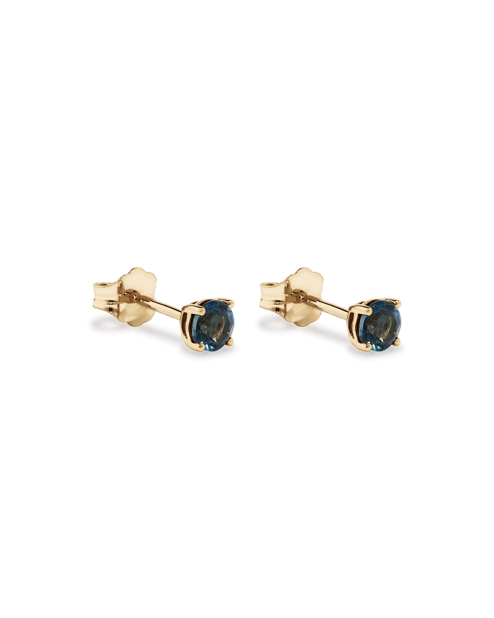 Stud Earrings with London Blue Topaz in 10kt Yellow Gold