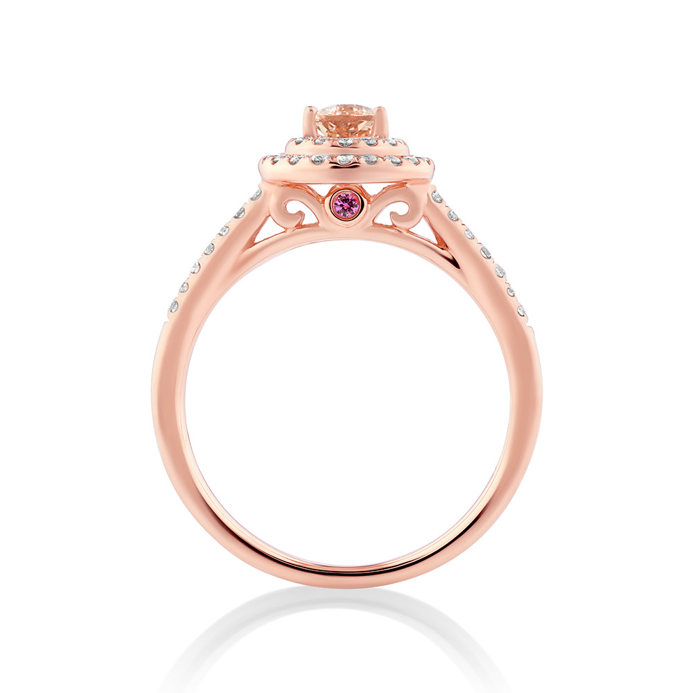 Bague Sir Michael Hill Designer Fashion en or rose 10 K avec morganite et diamants totalisant 0,25 ct