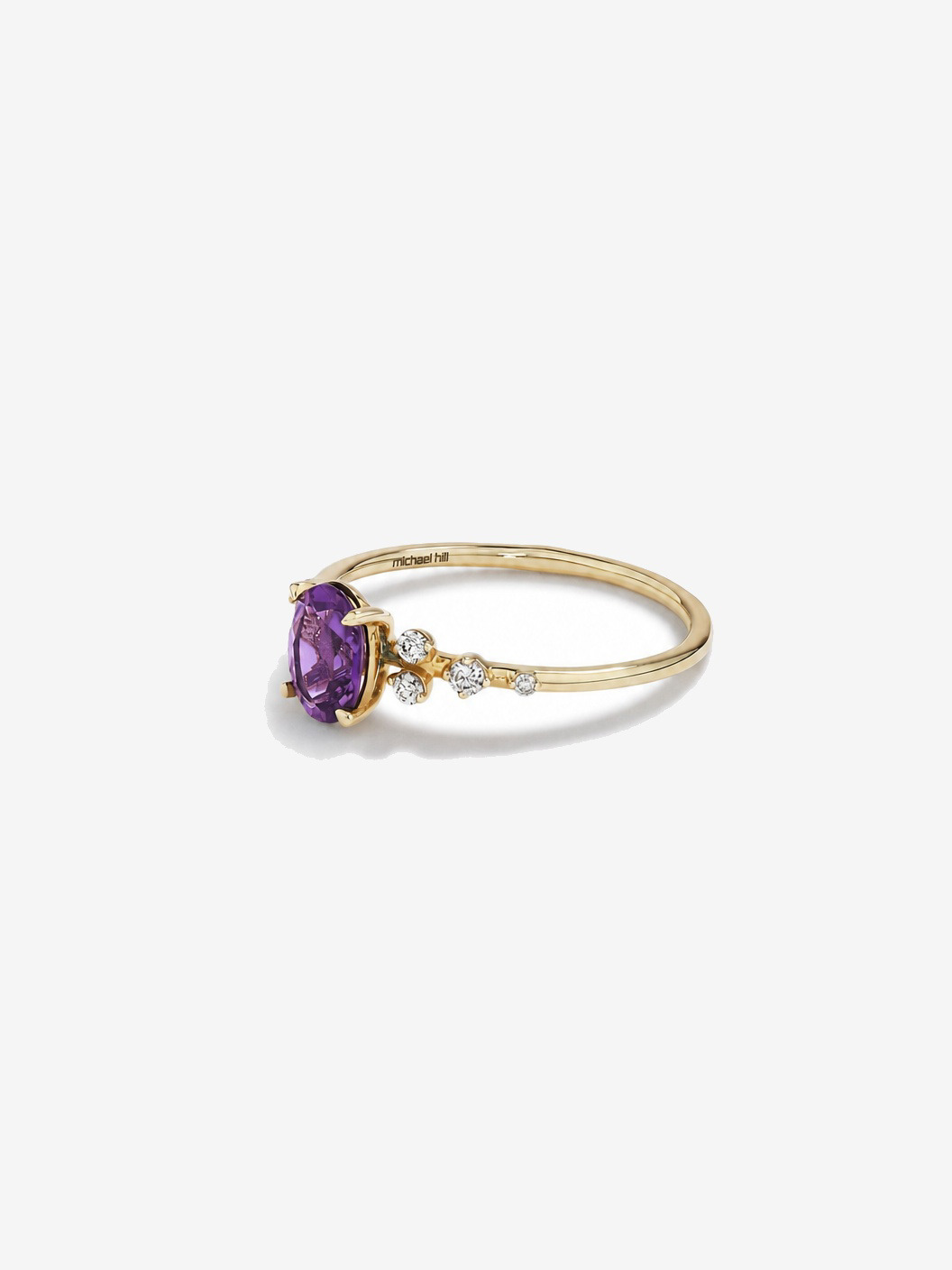 Amethyst and 0.12 Carat TW Diamond Ring 10kt Yellow Gold