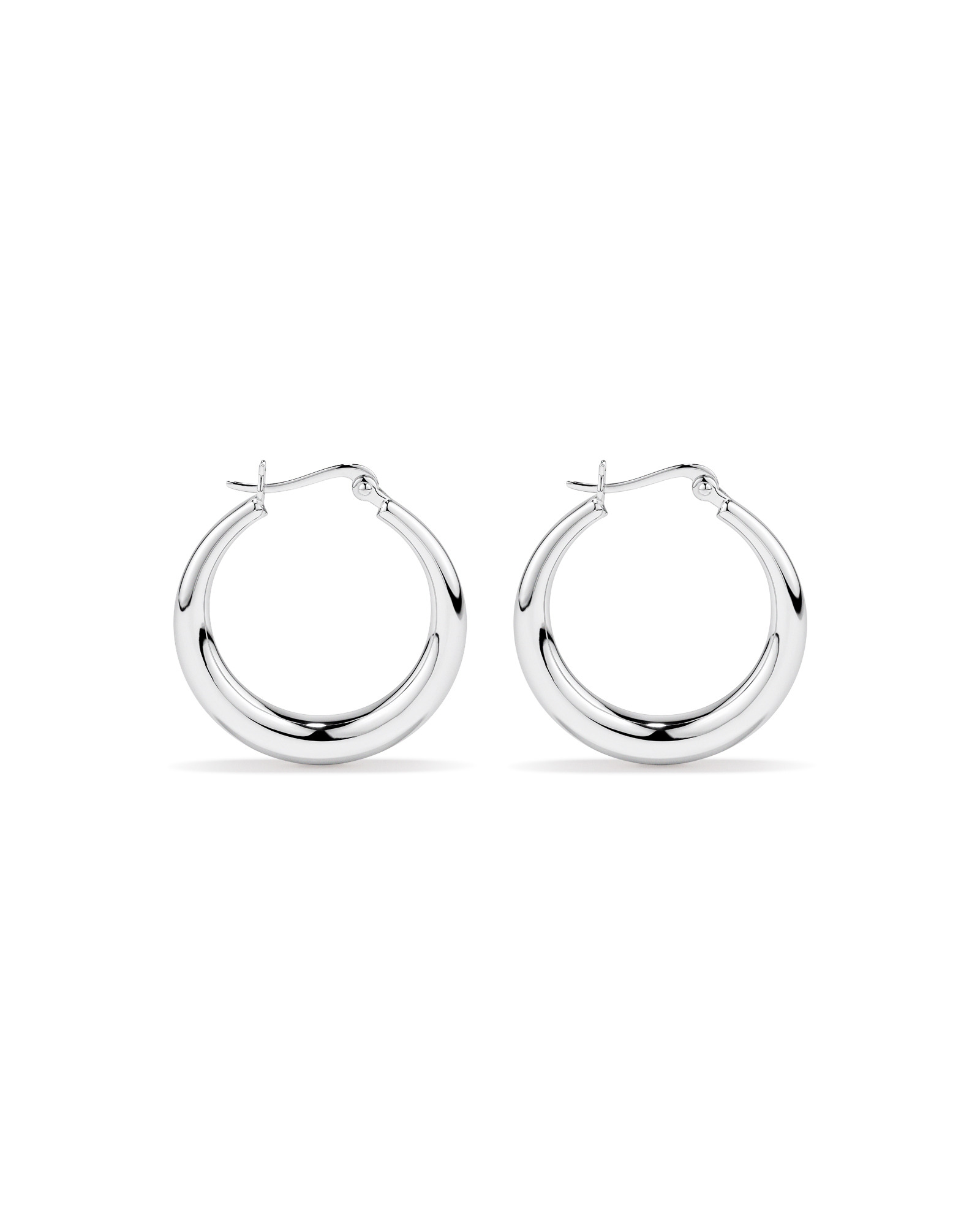 Graduated Domed Hoop Earrings in Sterling Silver