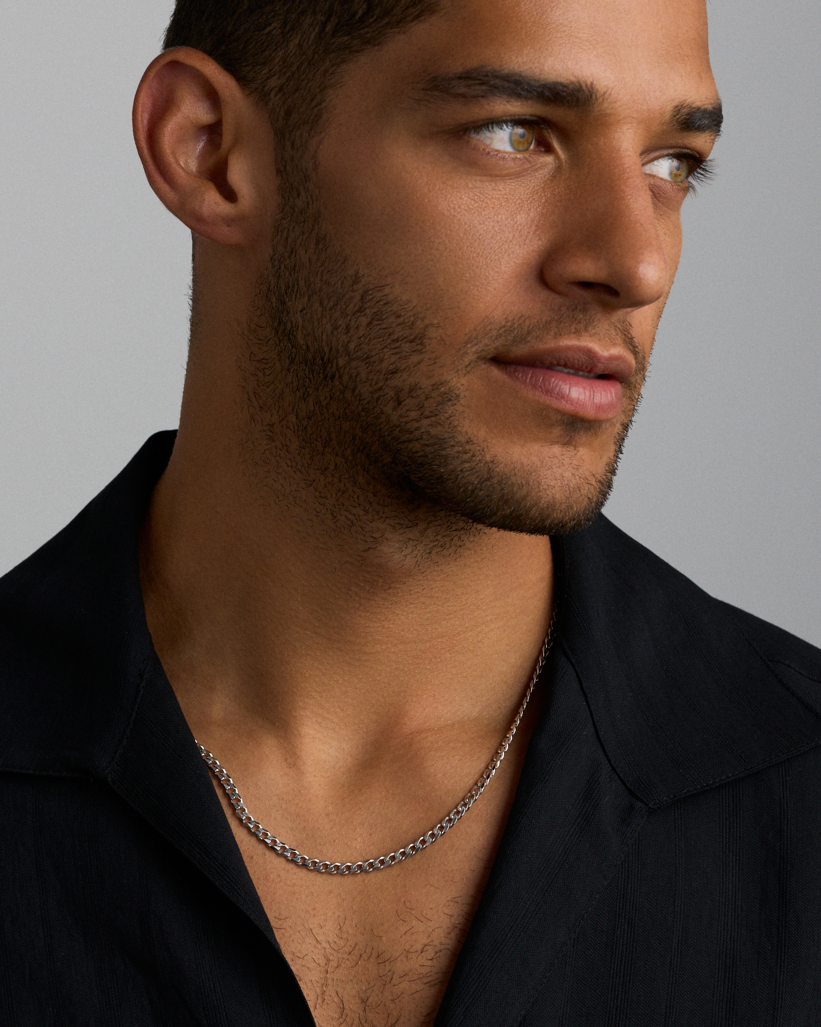 Collier Chaîne Gourmette Biseautée 55 Cm (22") Largeur 4,30 Mm En Argent Sterling