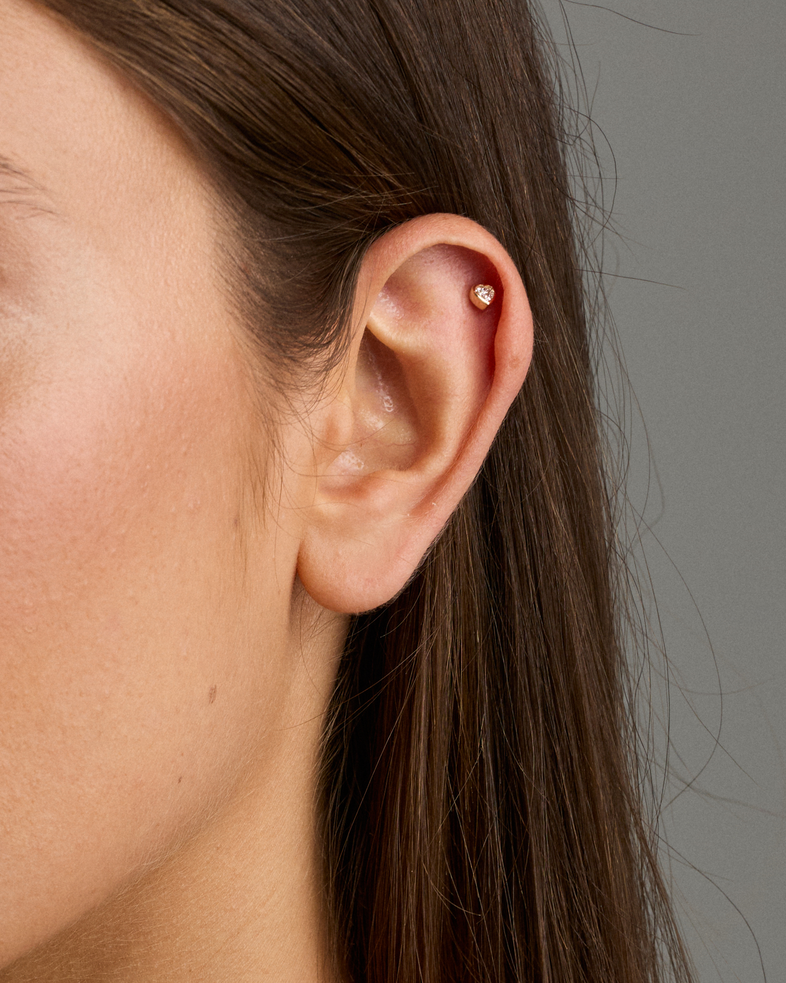 0.08 Carat TW Laboratory-Grown Diamond Heart Helix Earring in 10kt Yellow Gold