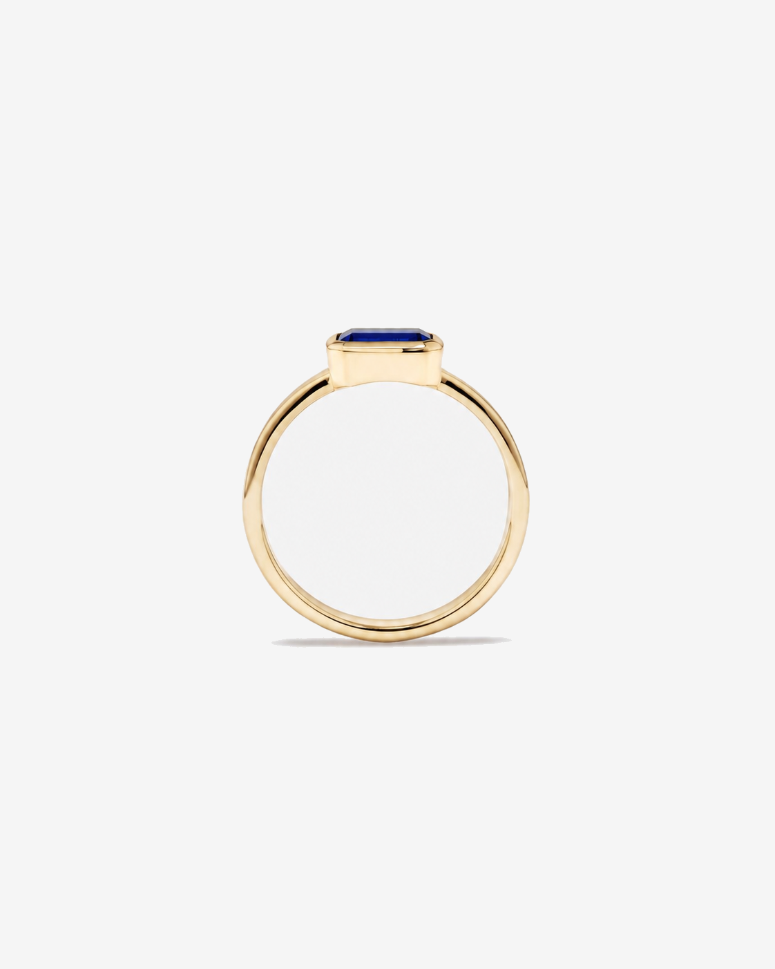 Created Sapphire Bezel Ring 10kt Yellow Gold