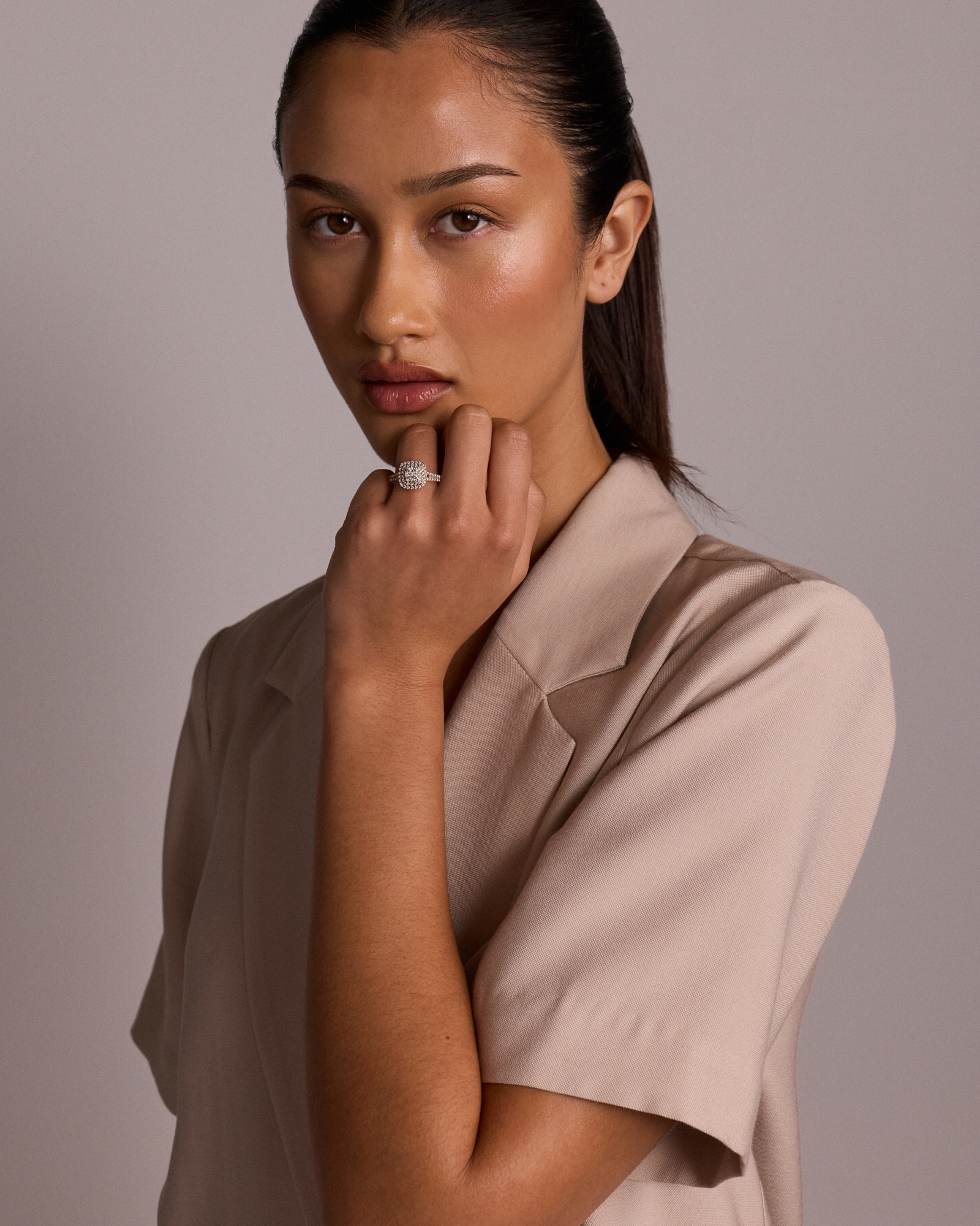 0.65 Carat TW Cushion Shaped Cluster Halo Diamond Ring in 10kt Yellow Gold