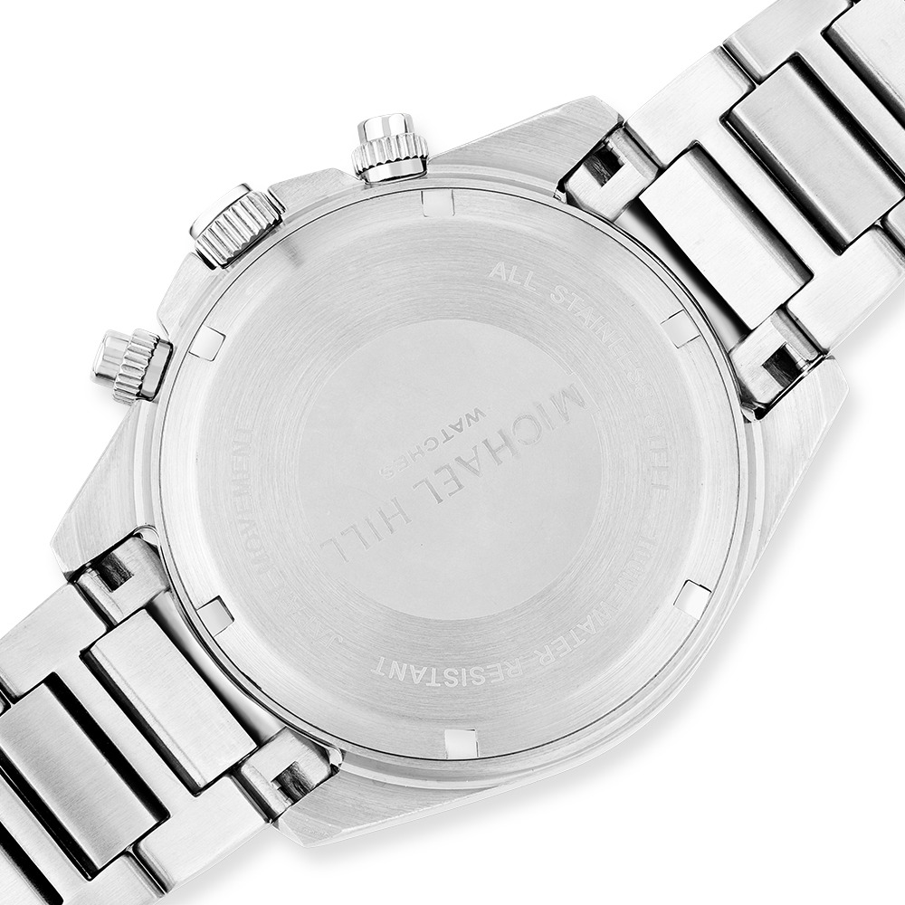 Montre chronographe pour homme en acier inoxydable avec cadran noir