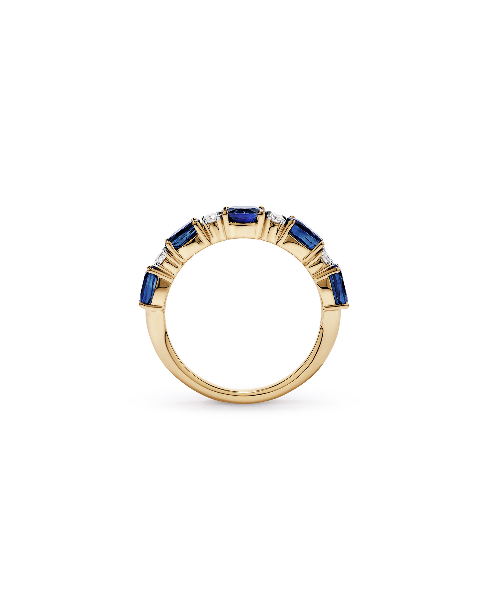 Bague alternative en diamant TW saphir australien et 0,12 carat or jaune 10 carats
