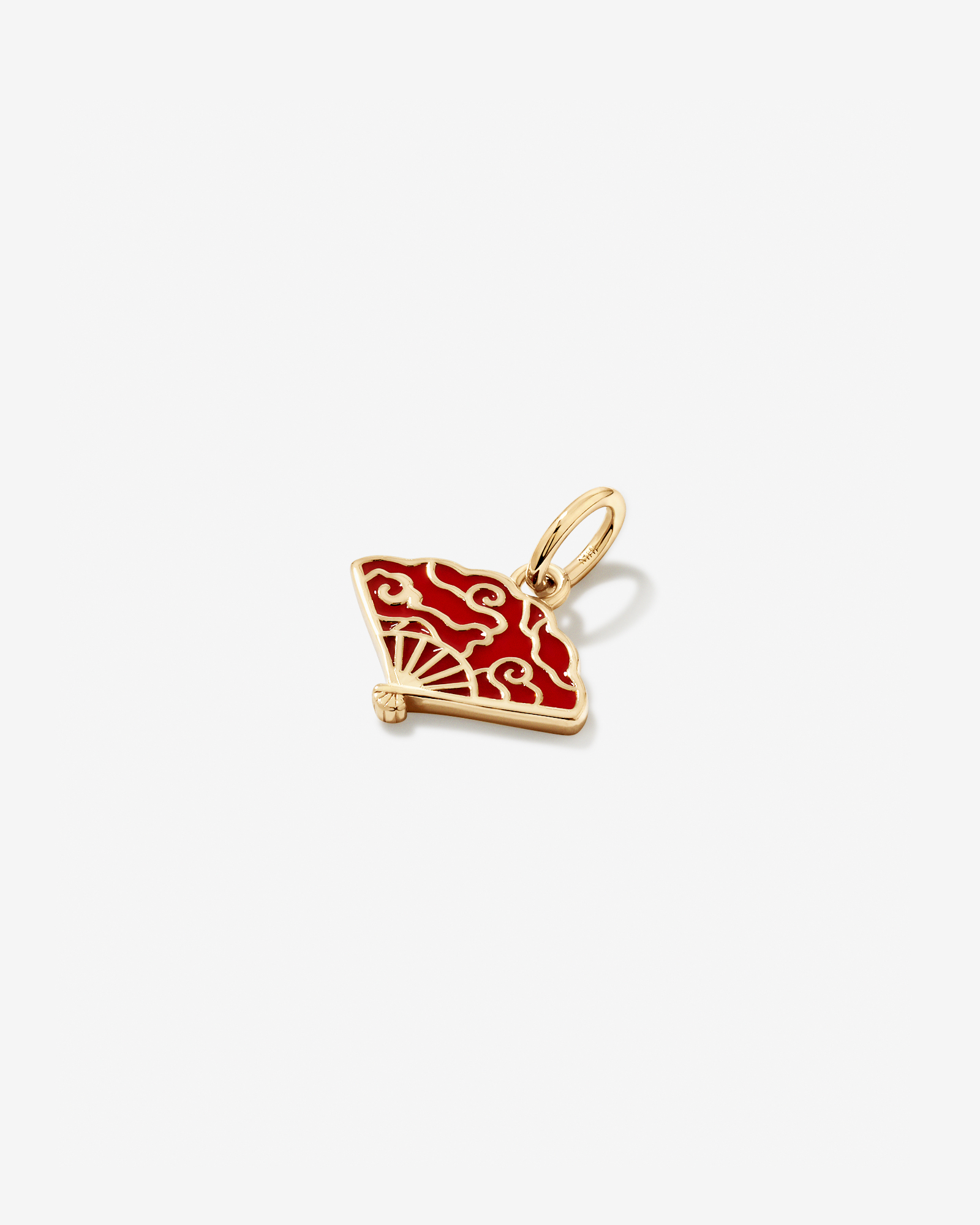Red Enamel Fan Pendant in 18kt Vermeil
