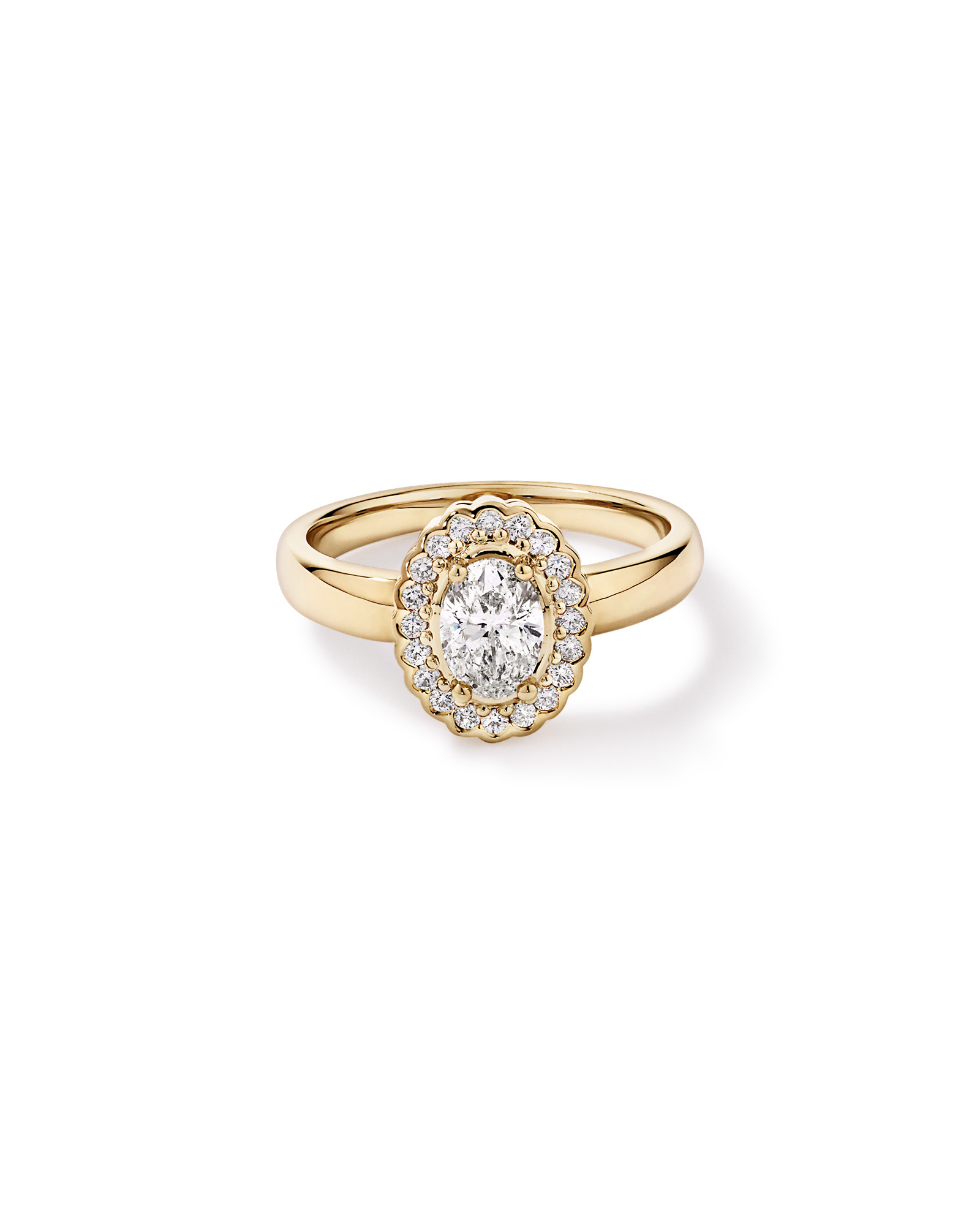 Carat TW Oval Diamond Floral Halo Ring 14kt Yellow Gold