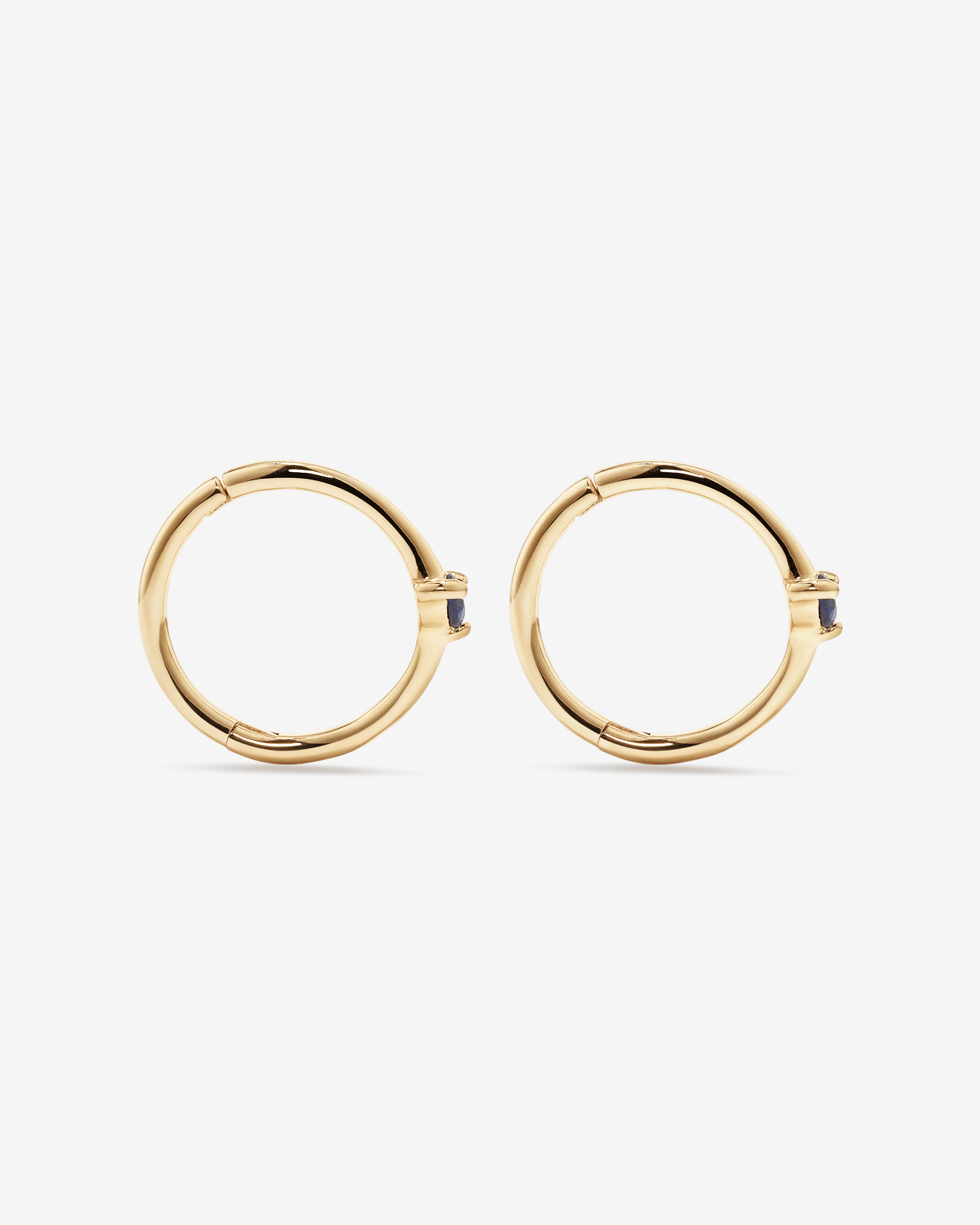 Blue Sapphire Gemstone Accent Sleeper Earrings in 10kt Yellow Gold