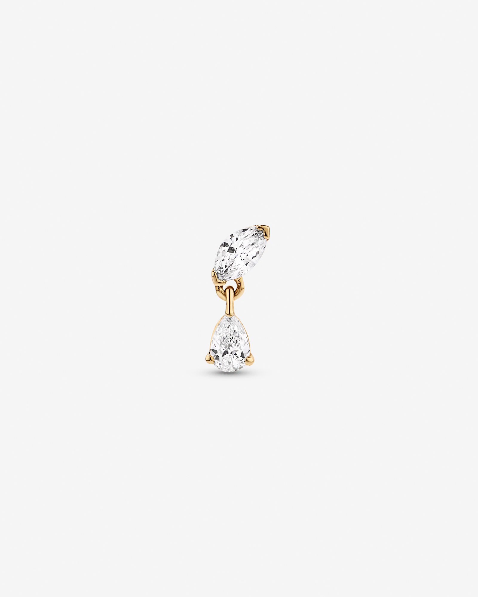 0.09 Carat TW Laboratory-Grown Diamond Marquise Cut Stud with Pear Cut Drop in 10kt Yellow Gold