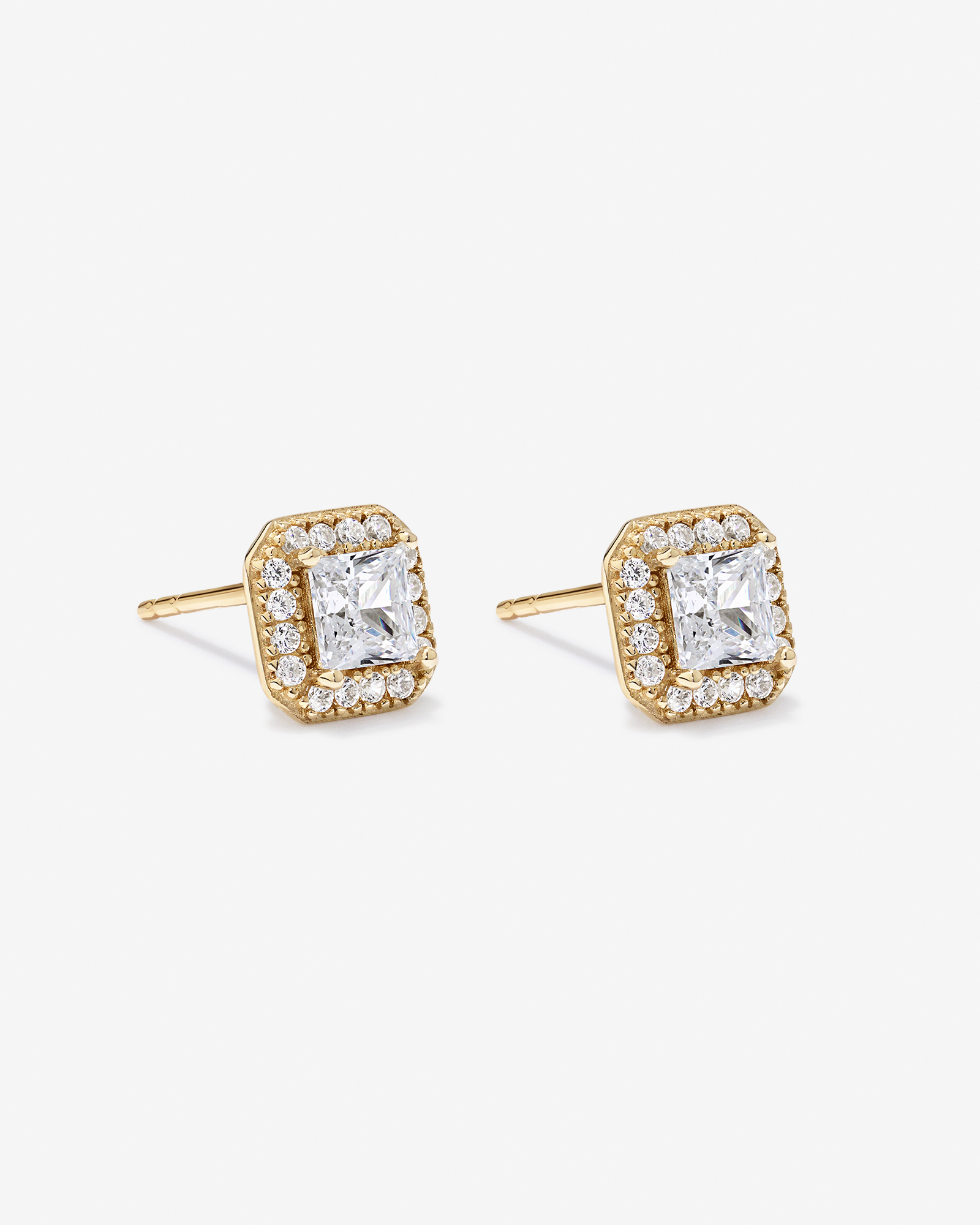 Halo Stud Earring in 18kt Vermeil with Cubic Zirconia
