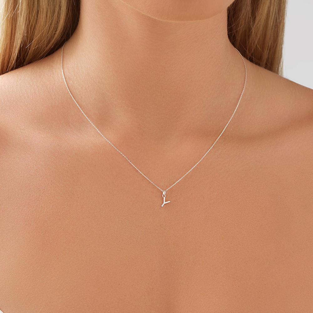 "Y" Initial Pendant in Sterling Silver