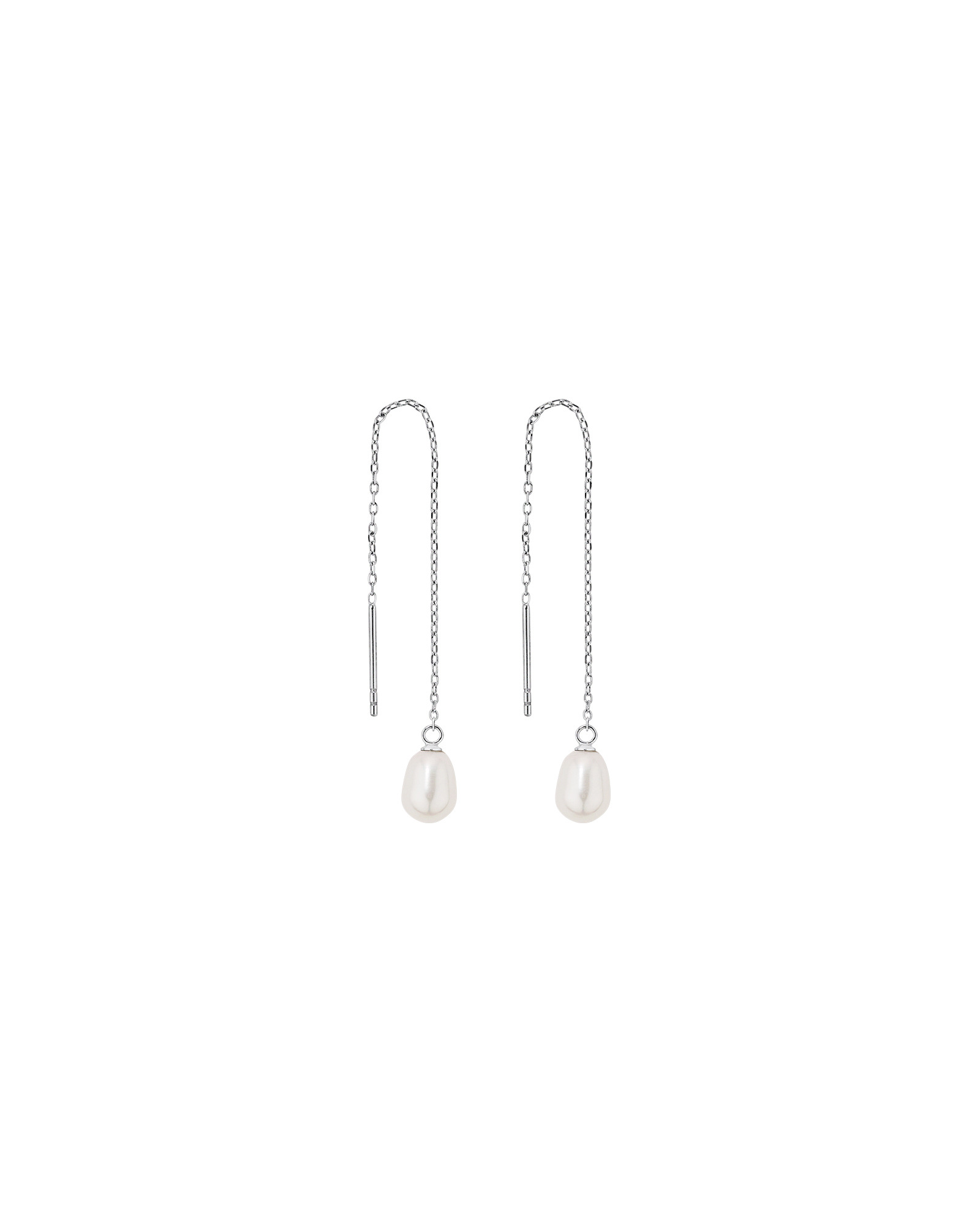 Boucles d'oreilles à fils en argent sterling à perles d'eau douce de culture, 6 mm