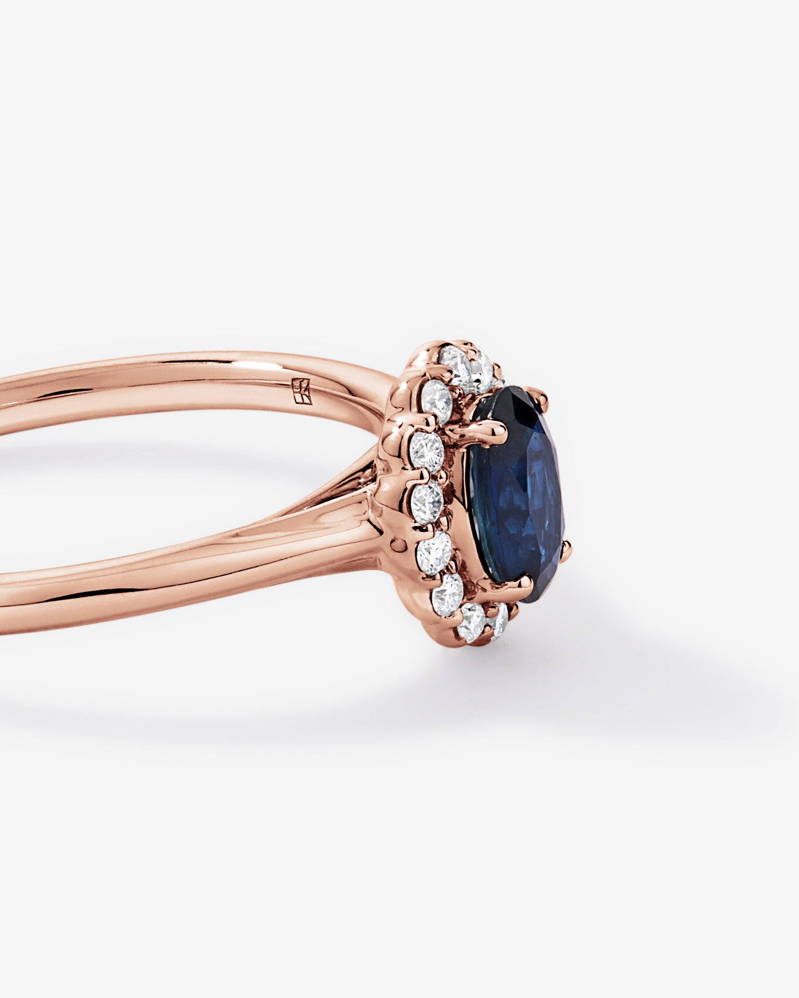 Australian Sapphire & 0.10 Carat TW Diamond Halo Ring 10kt Rose Gold
