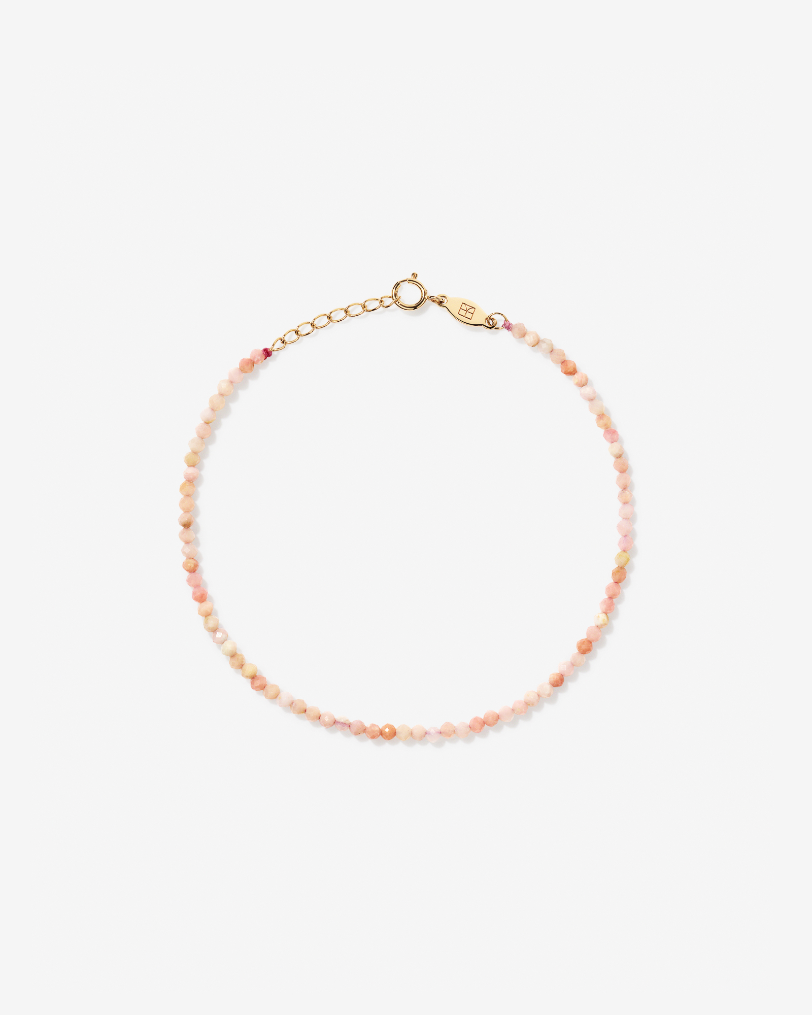 Pink Opal Bead Bracelet in 10kt Yellow Gold