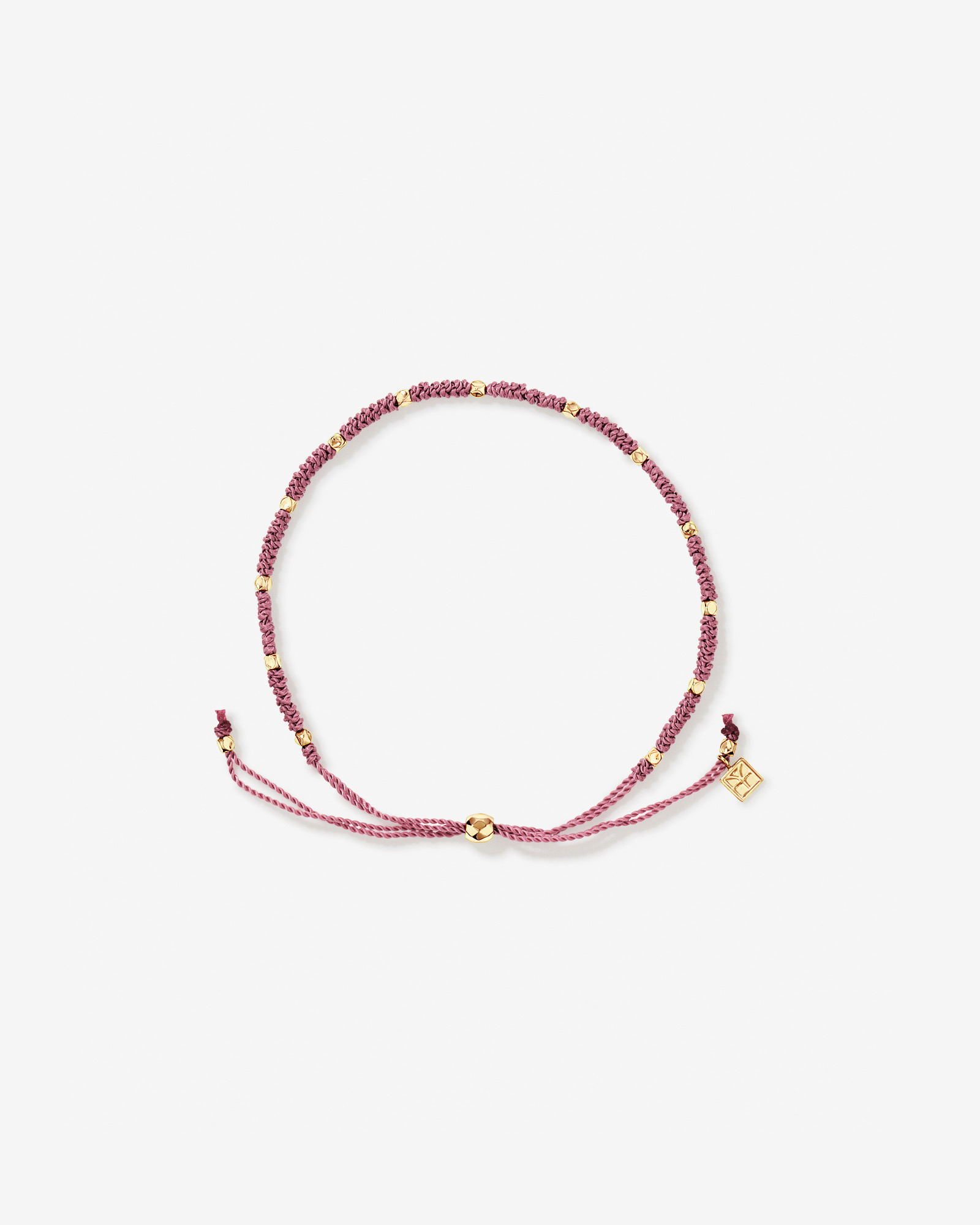 Dusty Rose Cord Bead Bracelet in 10kt Yellow Gold