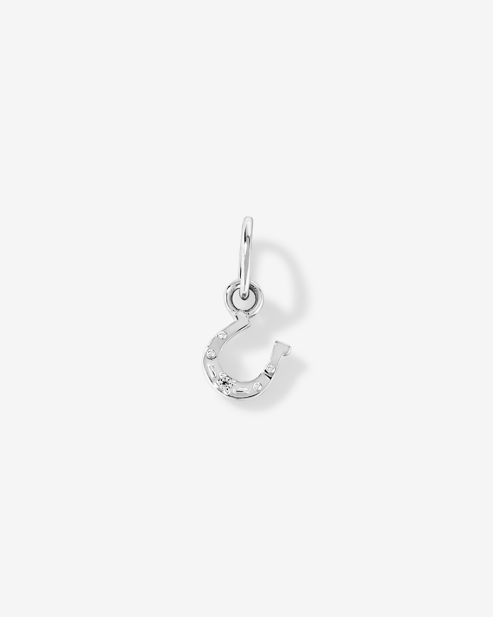 Horseshoe Micro Pendant with Cubic Zirconia in Sterling Silver