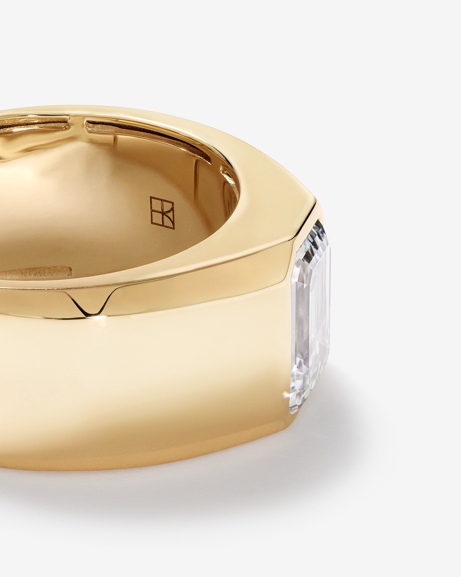 2.00 Carat TW Bezel Set Emerald Cut Lab-Grown Diamond Modern Cigar Band 14kt Yellow Gold