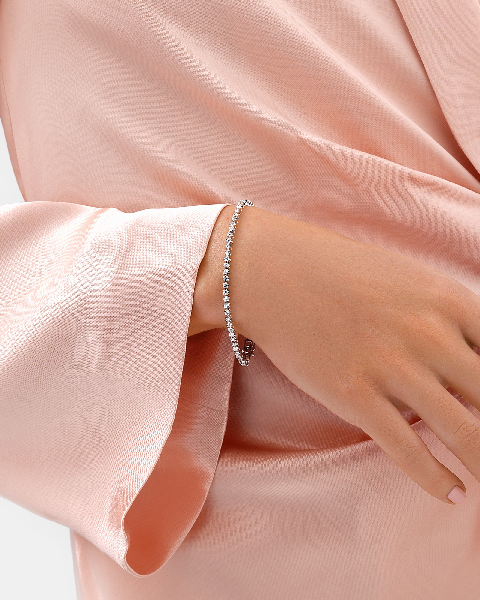 Carat TW Laboratory-Grown Diamond Tennis Bracelet set in 10kt White Gold