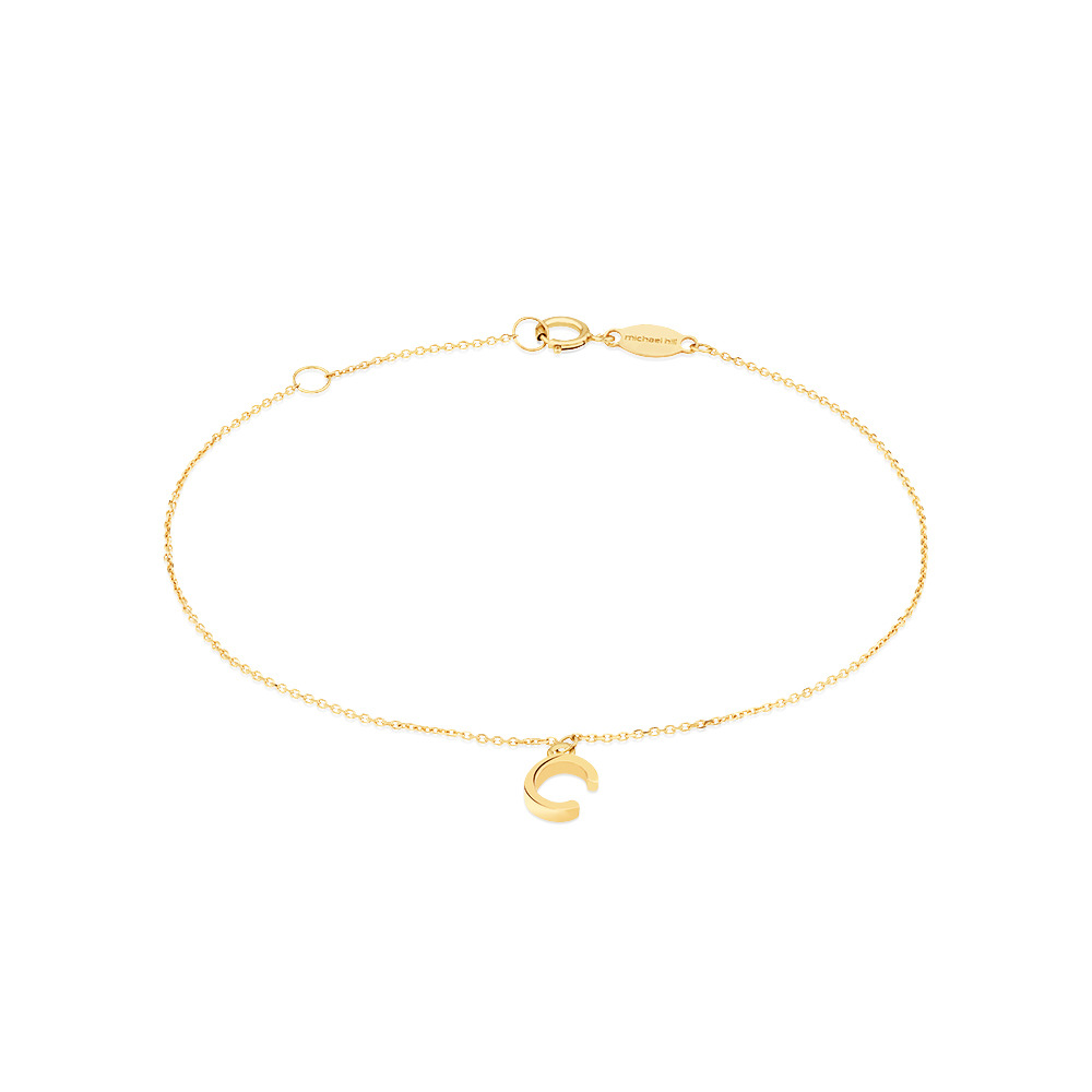 19cm (7.5") C Initial Bracelet in 10kt Yellow Gold