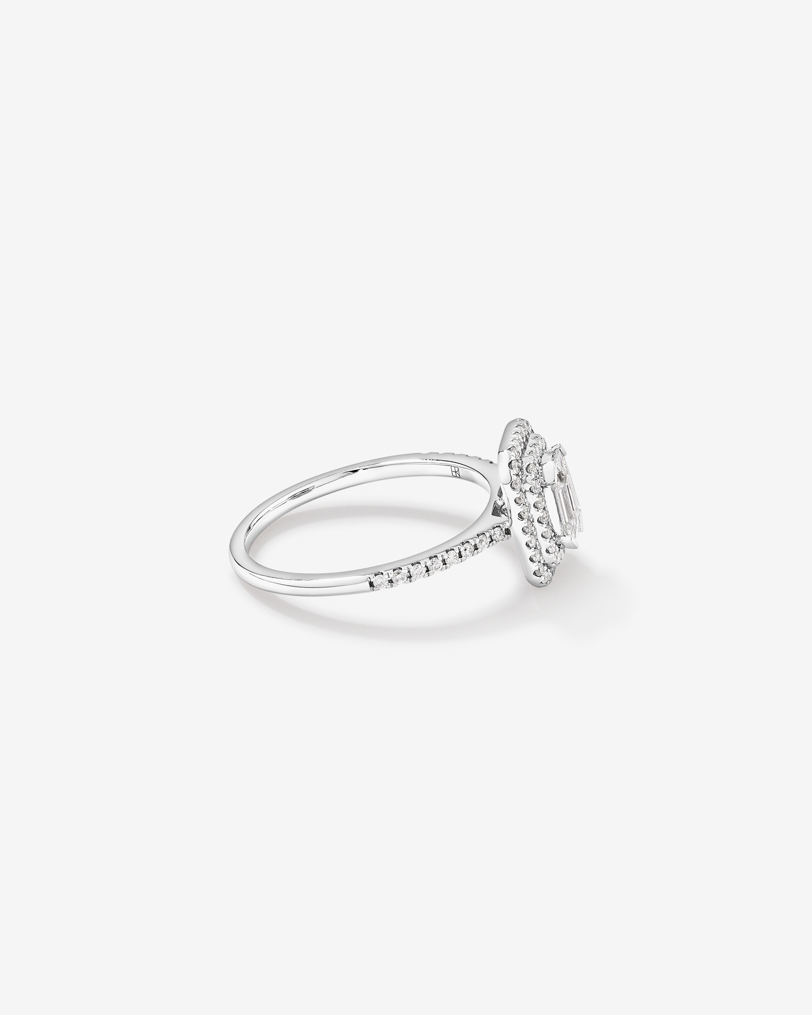 0.50 Carat TW Pie Cut Diamond Double Halo Engagement Ring in 14kt White Gold