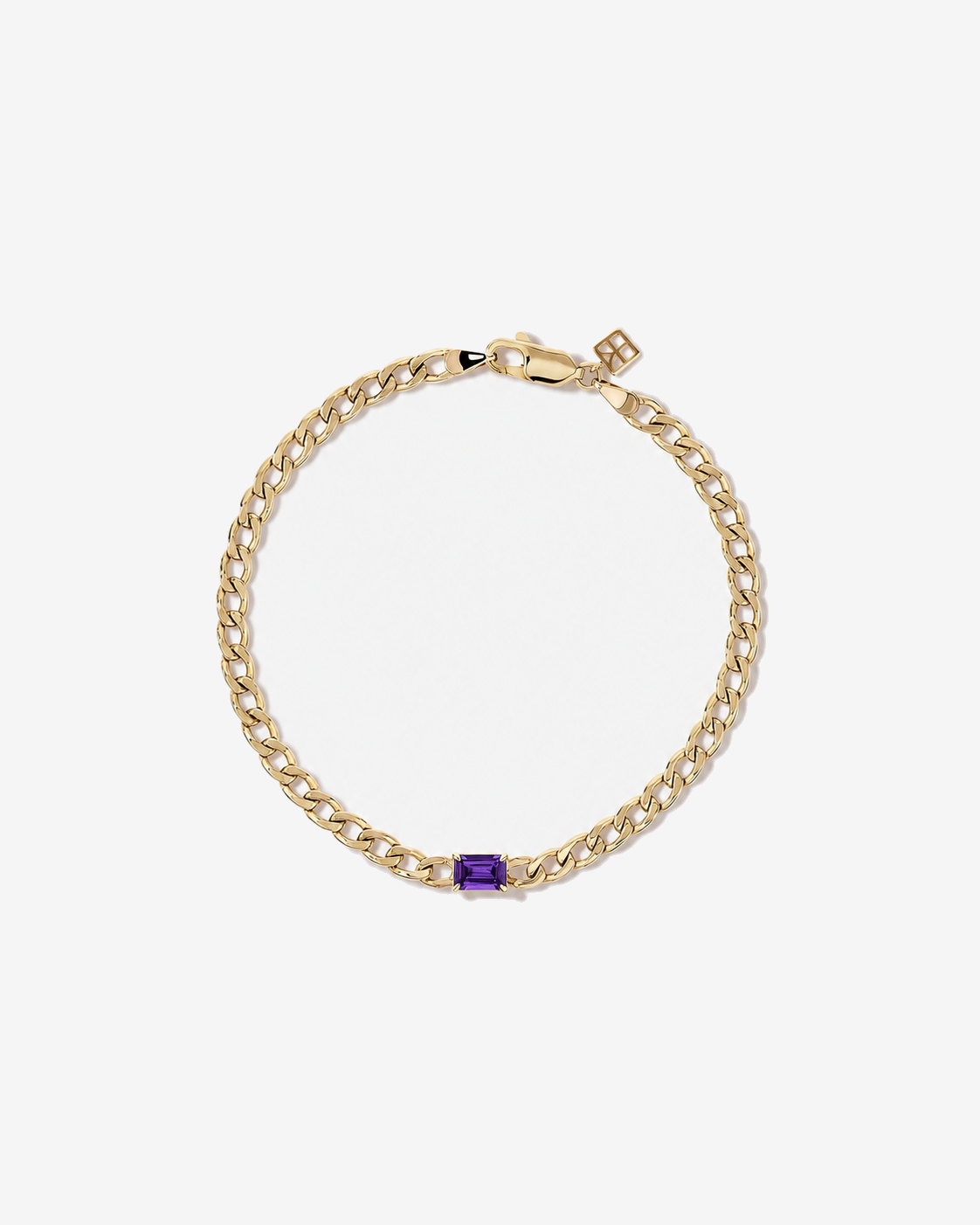 Amethyst Curb Link Bracelet in 10kt Yellow Gold