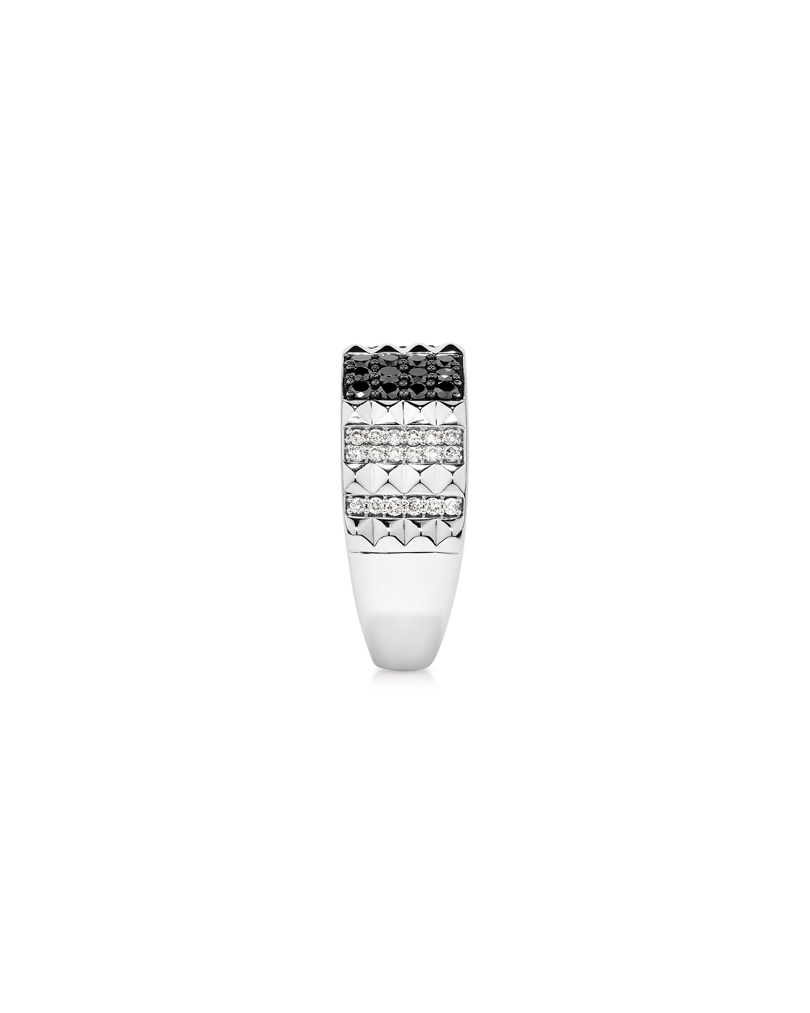 1.00 Carat TW Black and White Diamond Studded Men's Ring in Sterling Silver