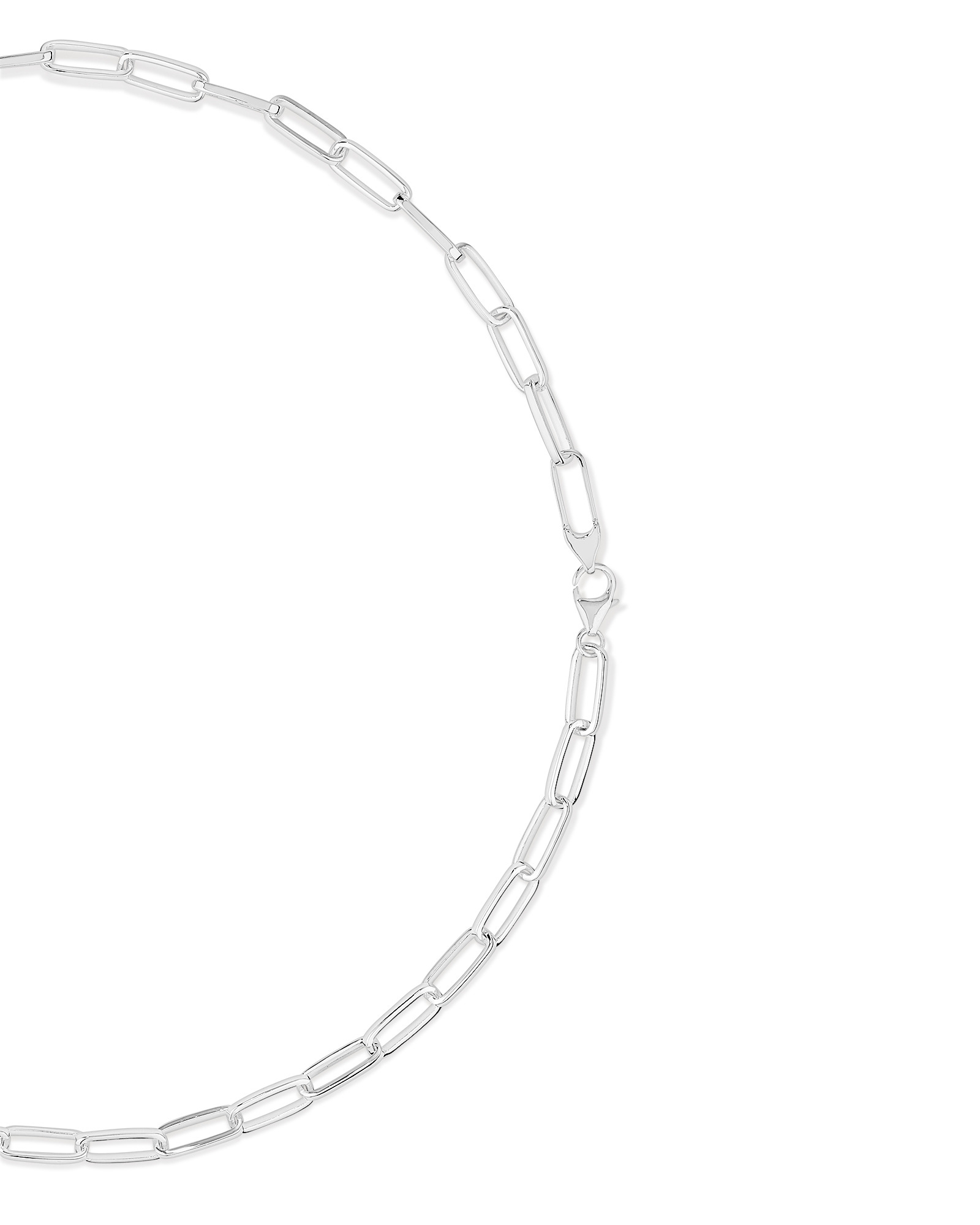 Chaîne trombone en argent sterling de 46 cm, largeur de 5,5 à 6 mm