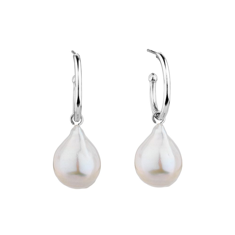 Silver and pearl statement earrings