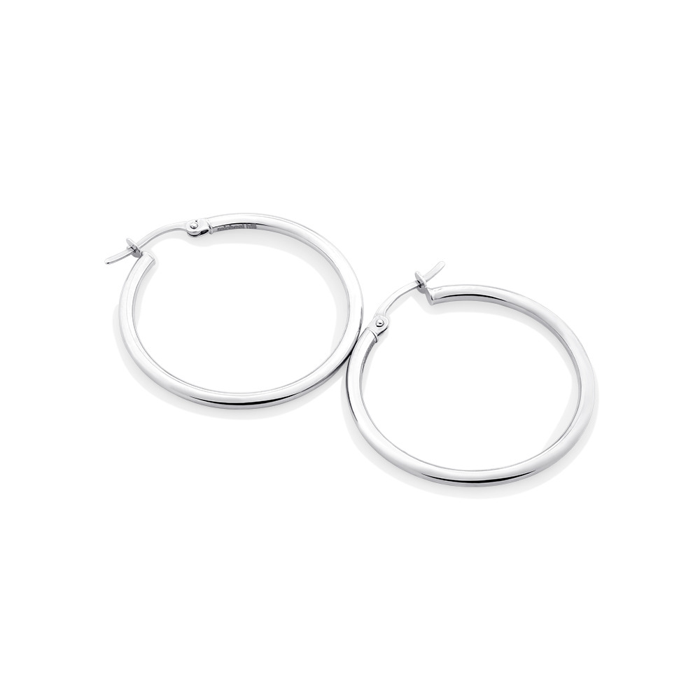 25mm Round Hoop Earrings 10kt Yellow Gold