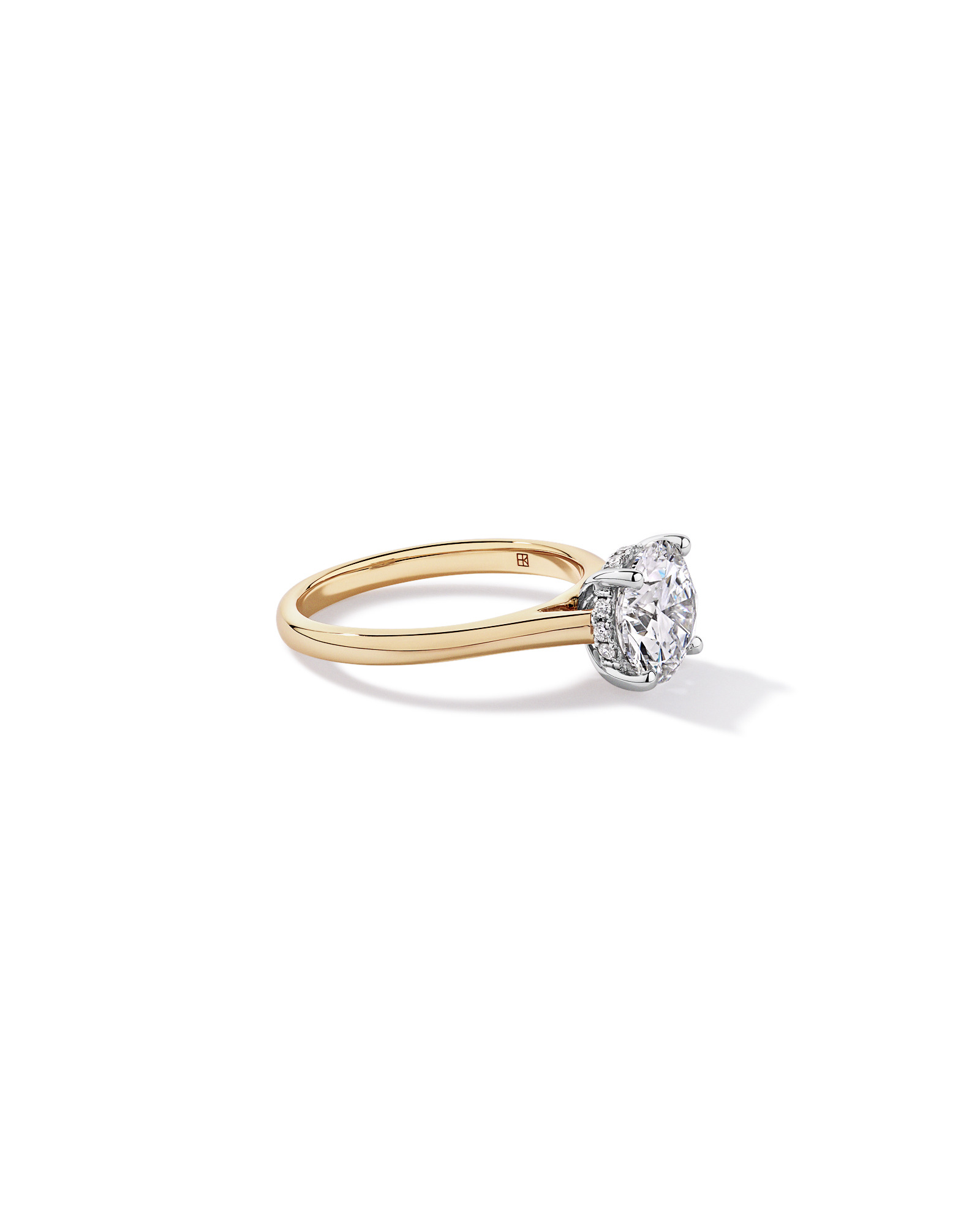 Bague solitaire en or jaune et blanc 14 carats, sertie d'un diamant rond brillant de 2,32 cultivé laboratoire