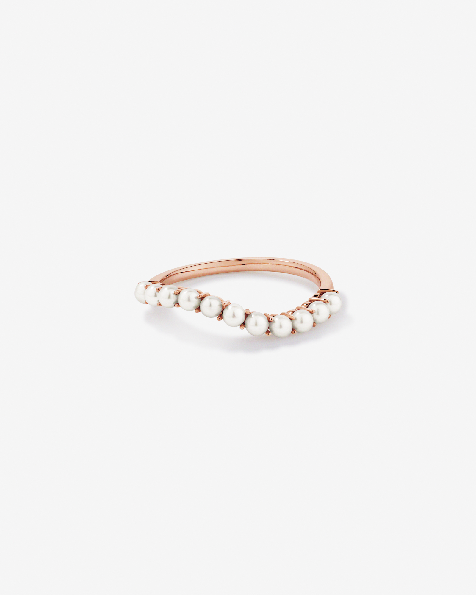 Cultured Freshwater Pearl Wave Band Ring 10kt Rose Gold