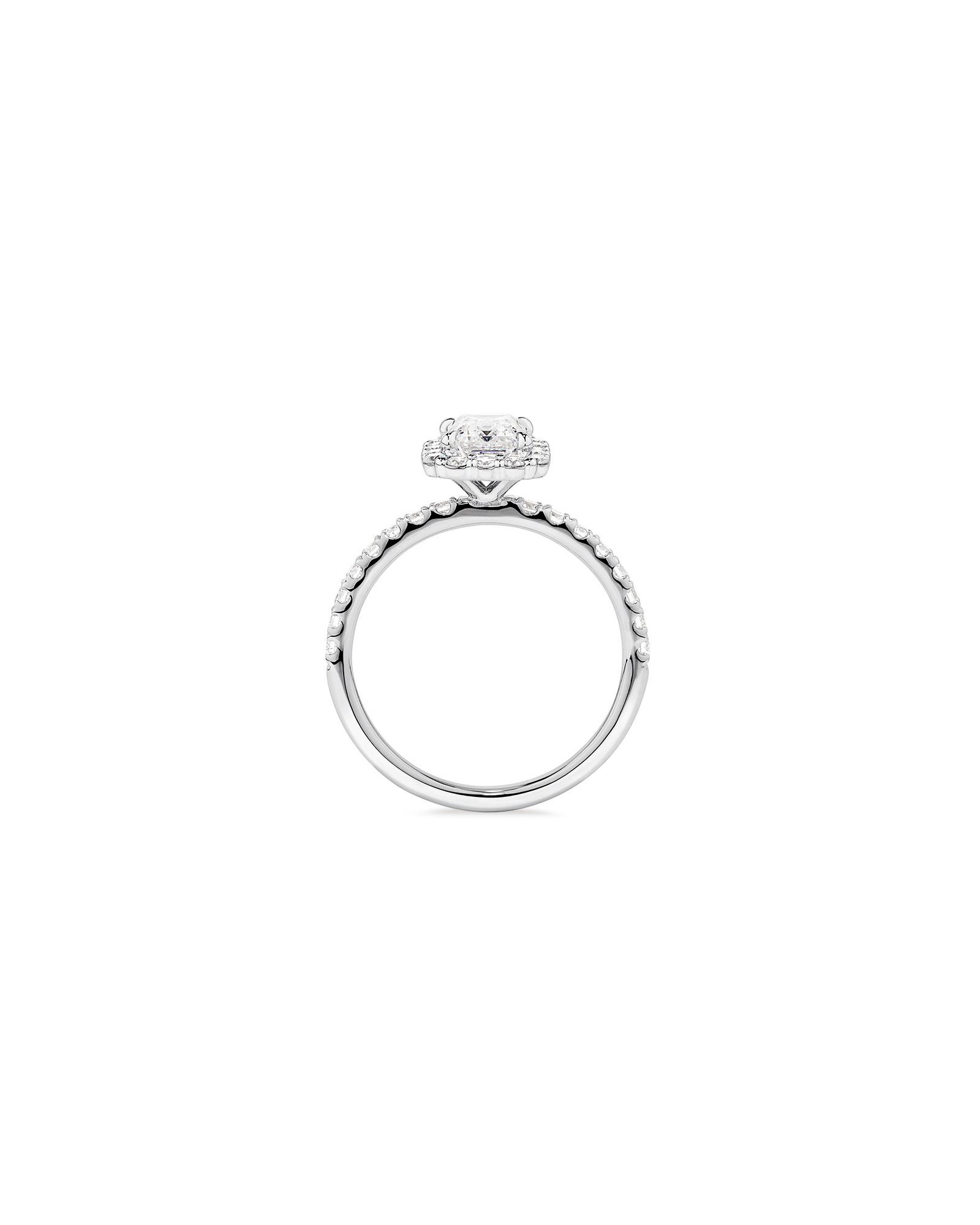Bague de fiançailles TW Halo en diamant taillé laboratoire 1,78 carat or blanc 14 carats taillée émeraude