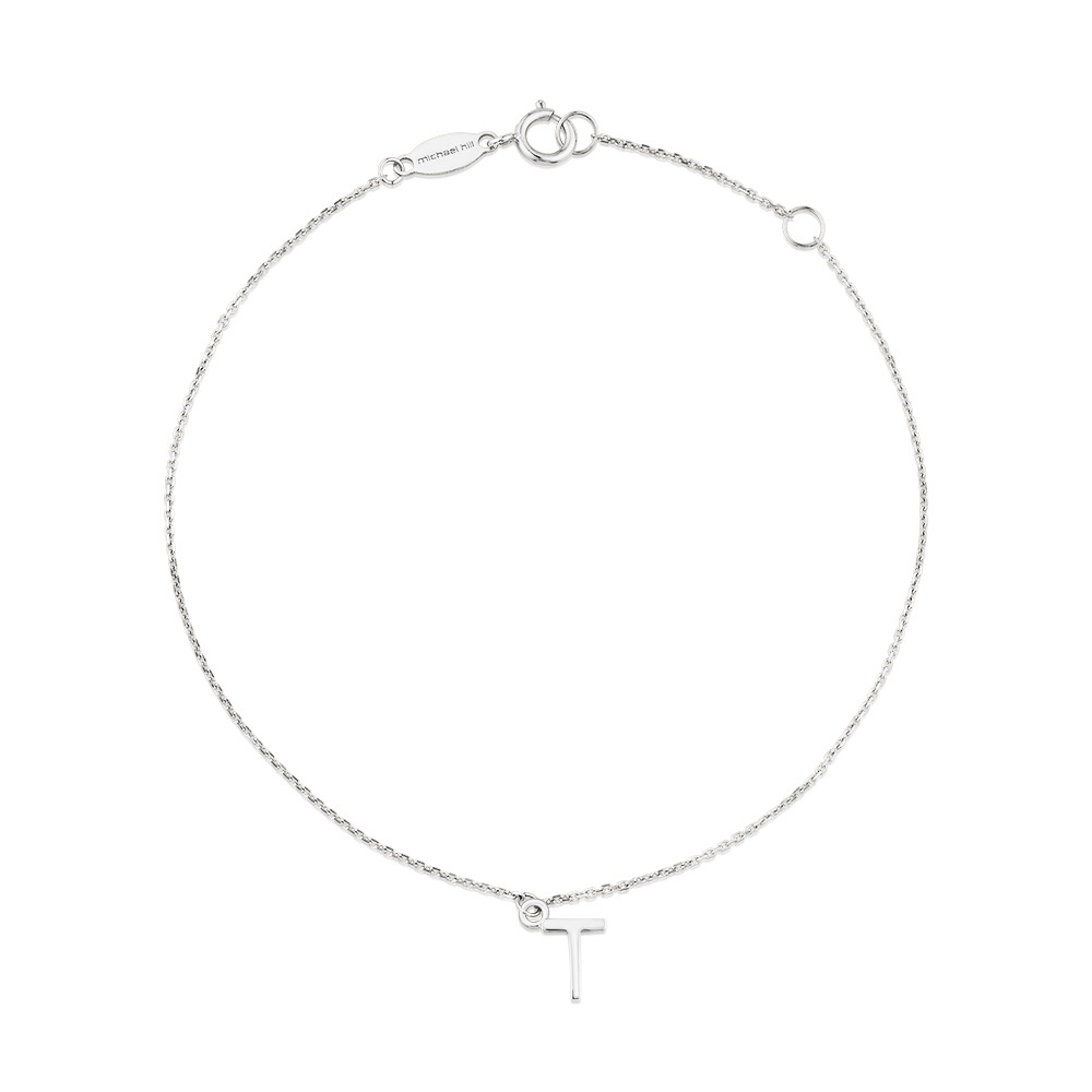 19cm (7.5") T Initial Bracelet in Sterling Silver