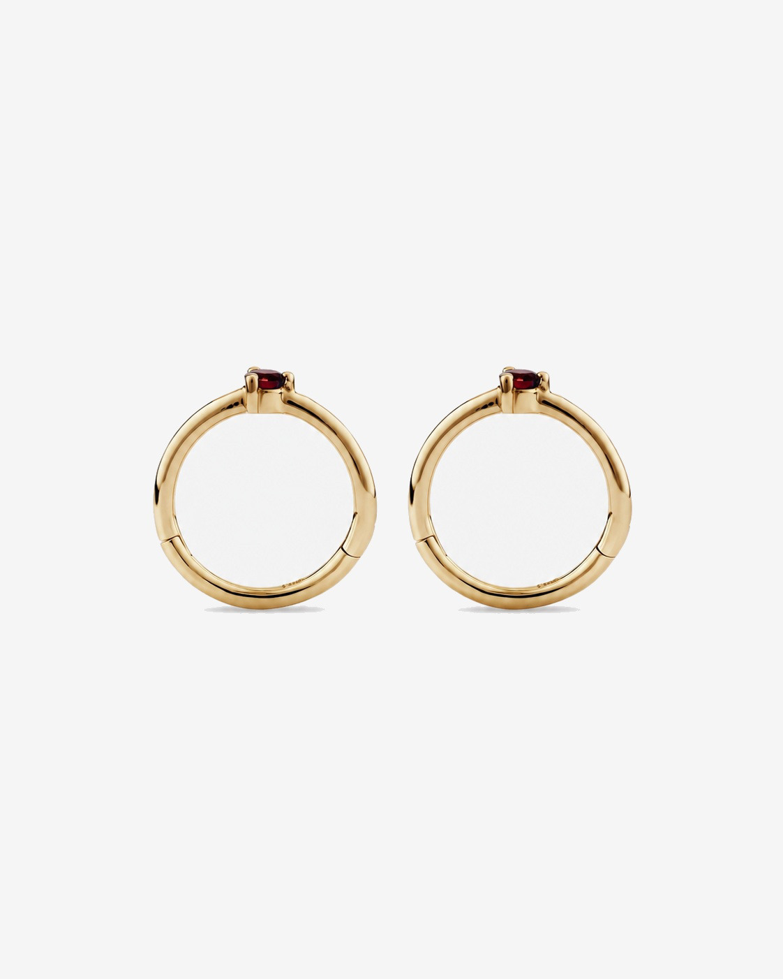10mm Garnet Accent Sleepers in 10kt Yellow Gold