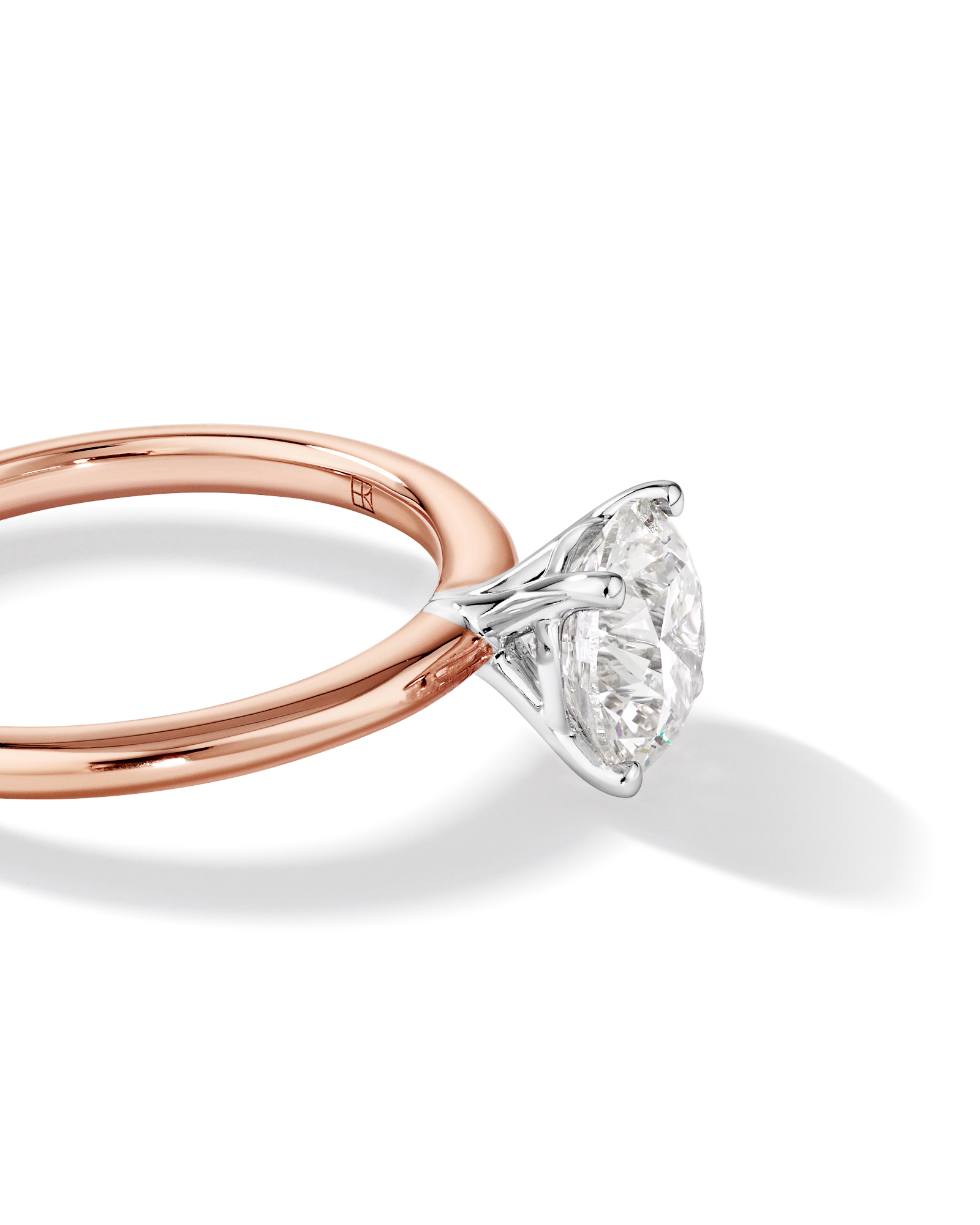 Bague de fiançailles solitaire ronde en diamant brillant de laboratoire TW de 1,50 carat en or rose et blanc 14 carats