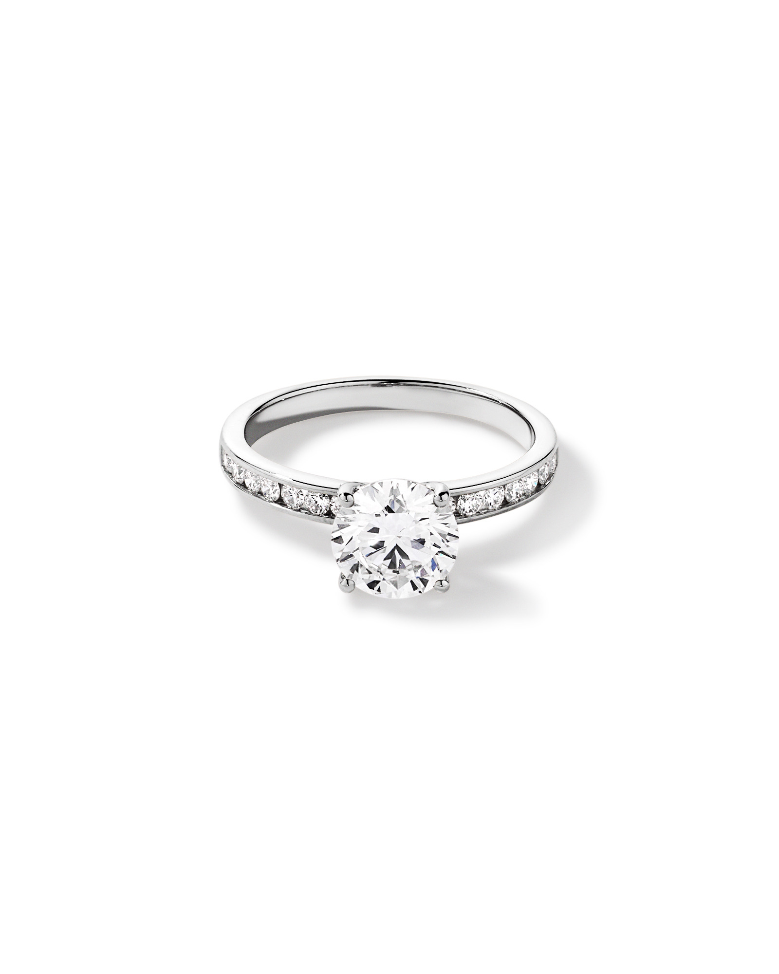 2.00 Carat TW Round Brilliant Laboratory-Grown Diamond Engagement Ring with Channel Set Side Accent Diamonds 14kt Gold