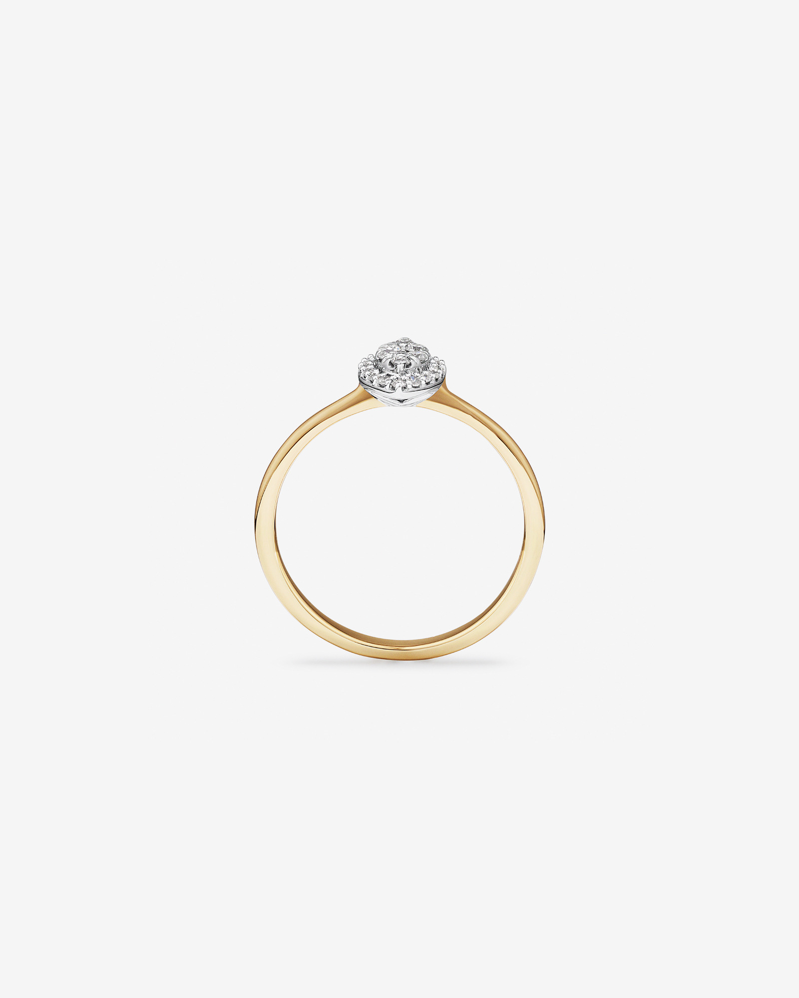 Bague de promesse en or jaune et blanc 10 carats avec cluster de diamants en forme de marquise de 0,15 carat TW