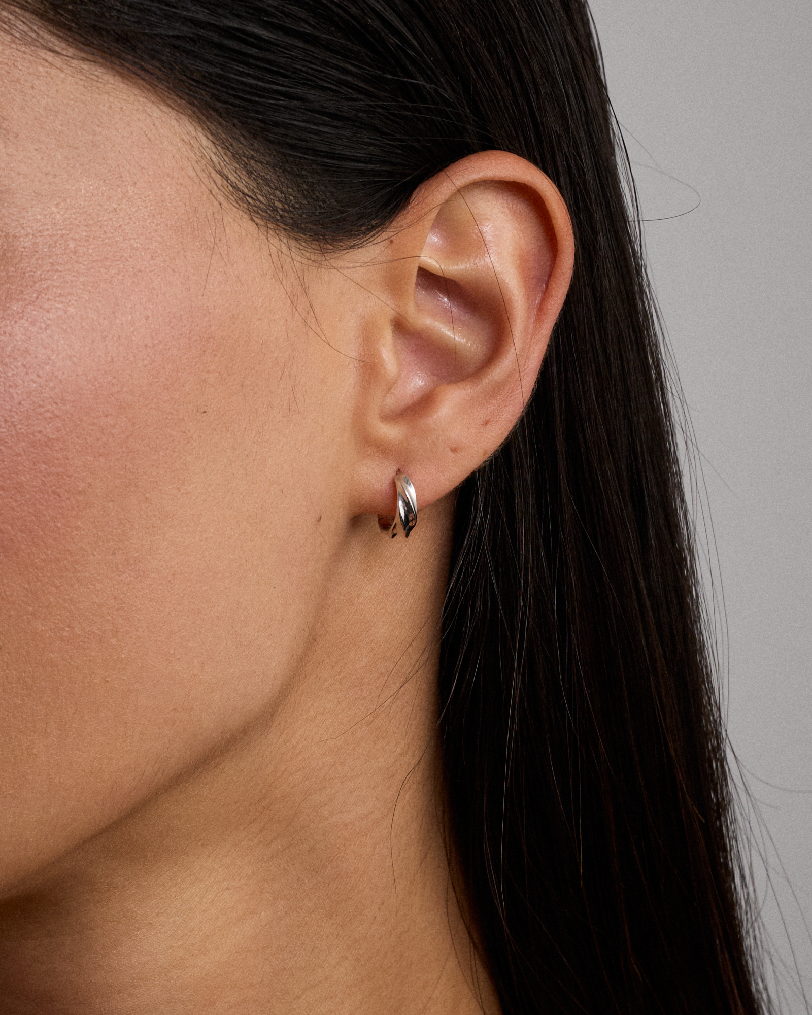 Silver Twist Pattern Huggie Earrings