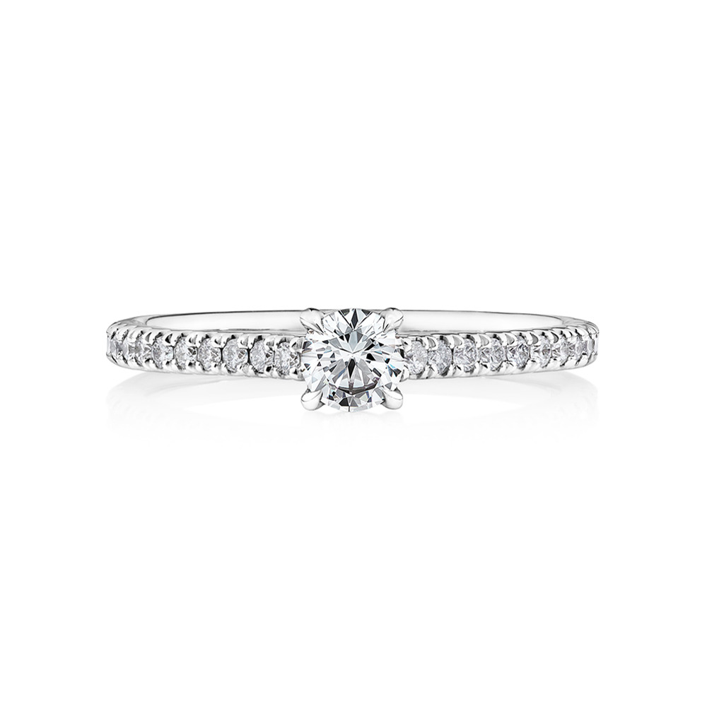 Engagement Ring with / Carat TW of Diamonds in 14kt White Gold