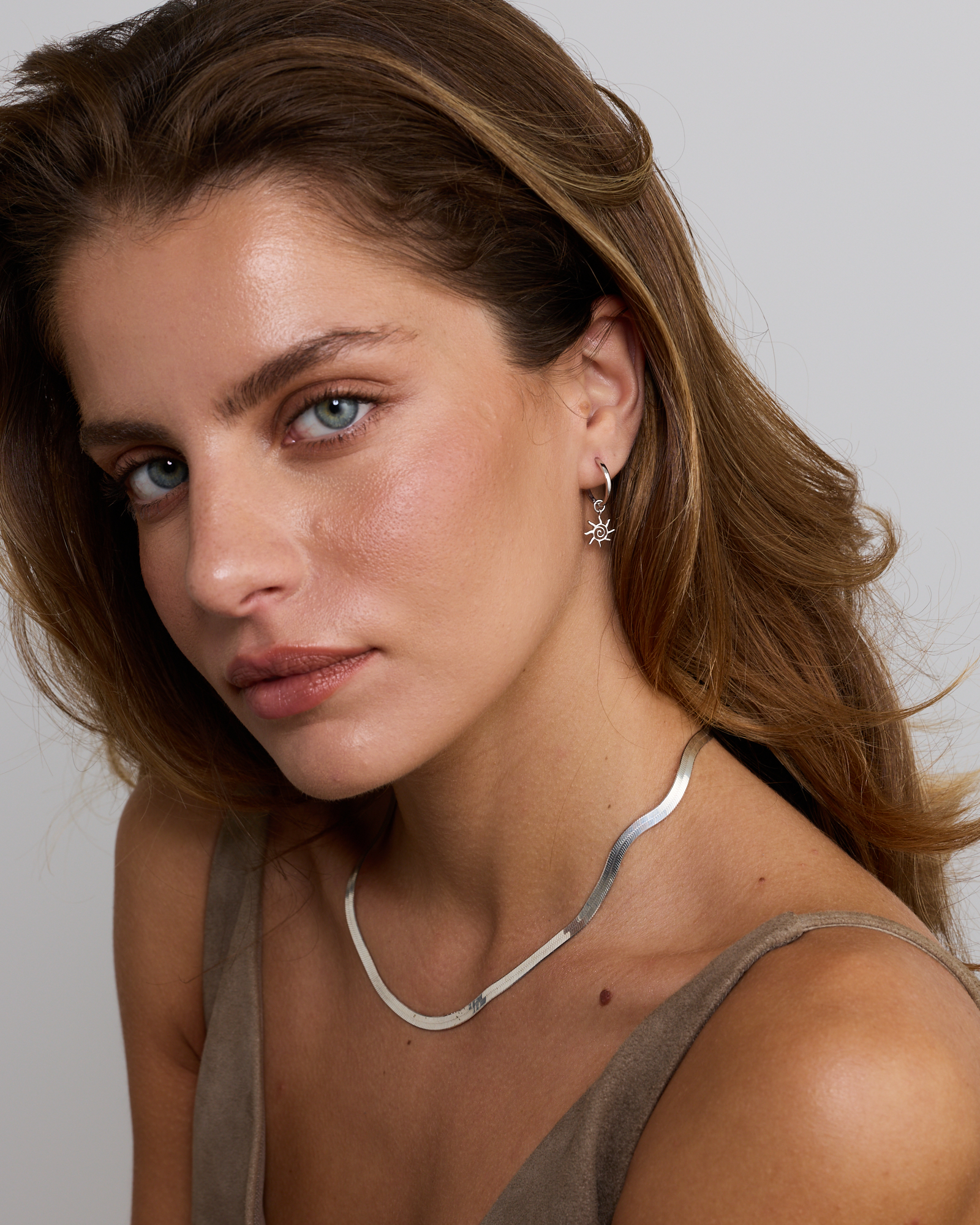 Wavy Sun Earring Charm in Sterling Silver