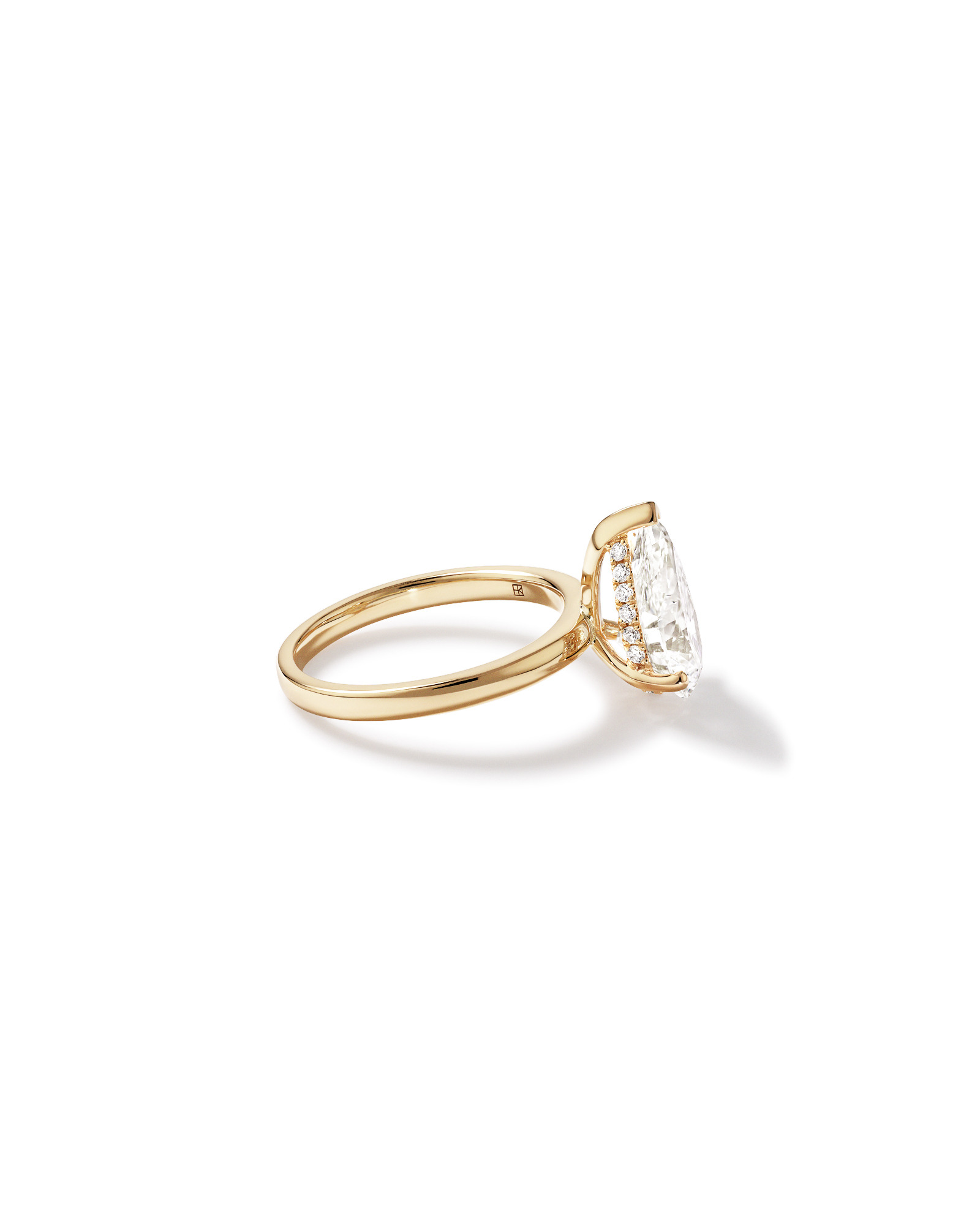 Bague solitaire en or jaune 18 carats avec diamant taille poire de 3,10 carats, cultivé en laboratoire