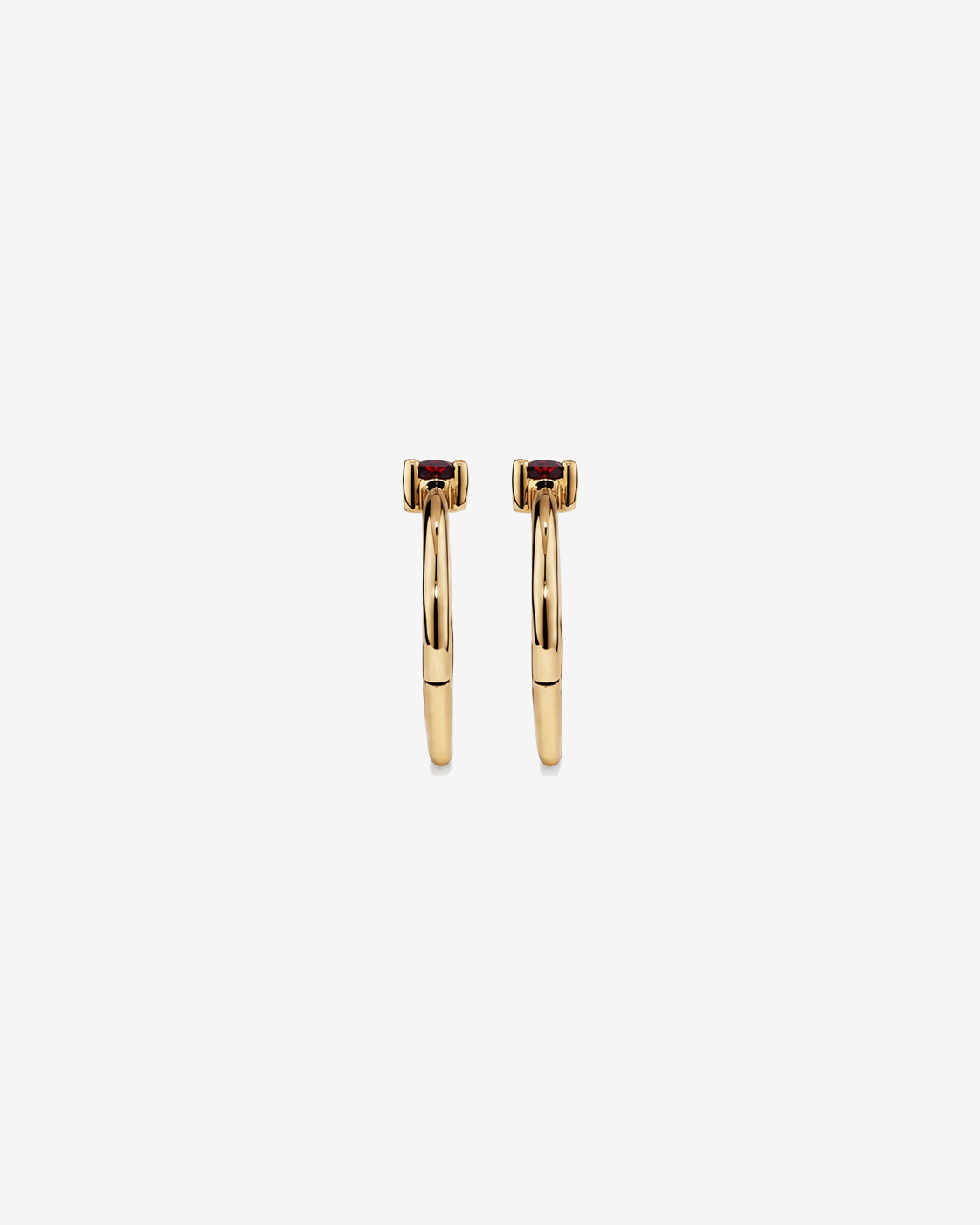 10mm Garnet Accent Sleepers in 10kt Yellow Gold