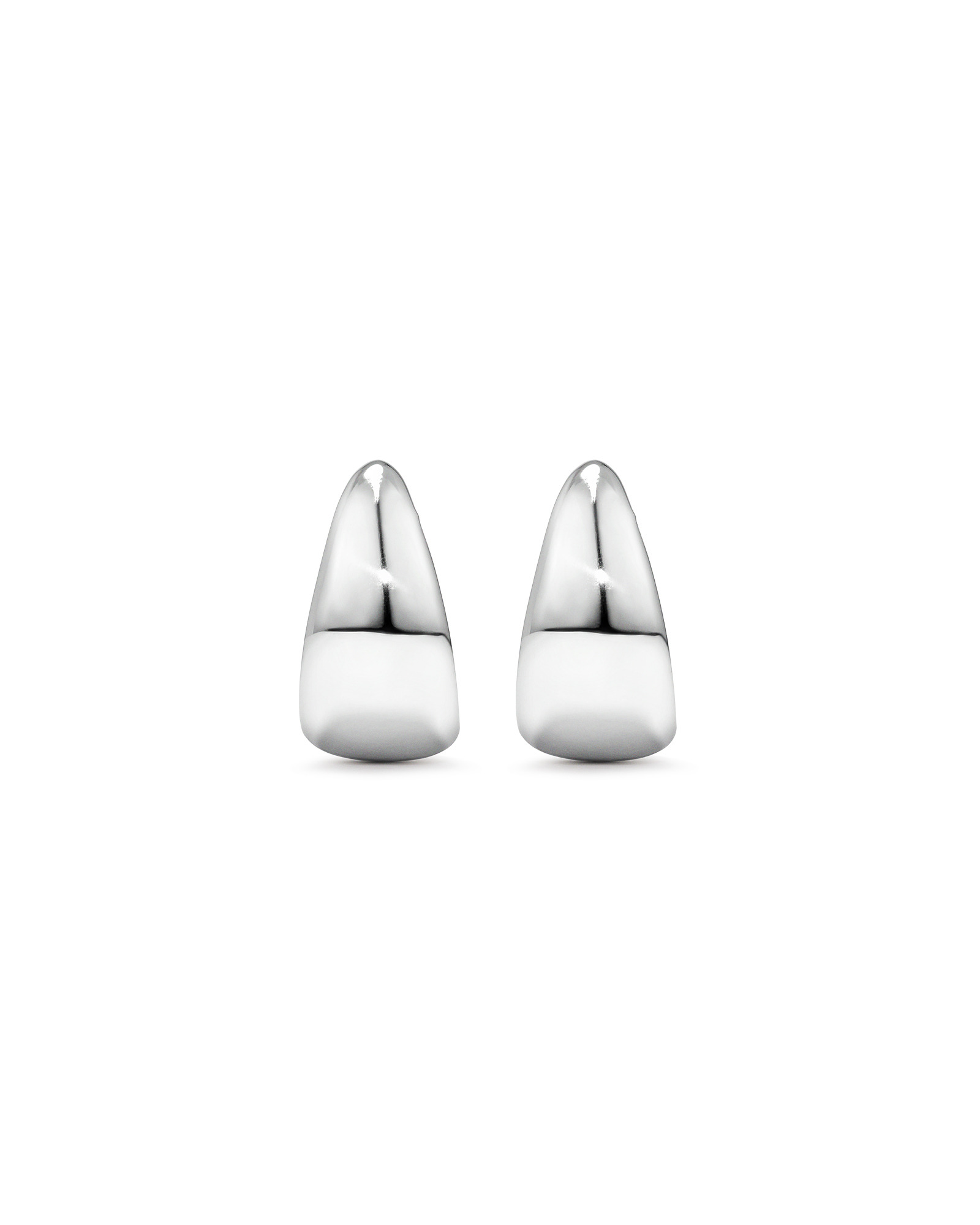 Polished Large Half Hoop Dome Stud Earrings in Sterling Silver