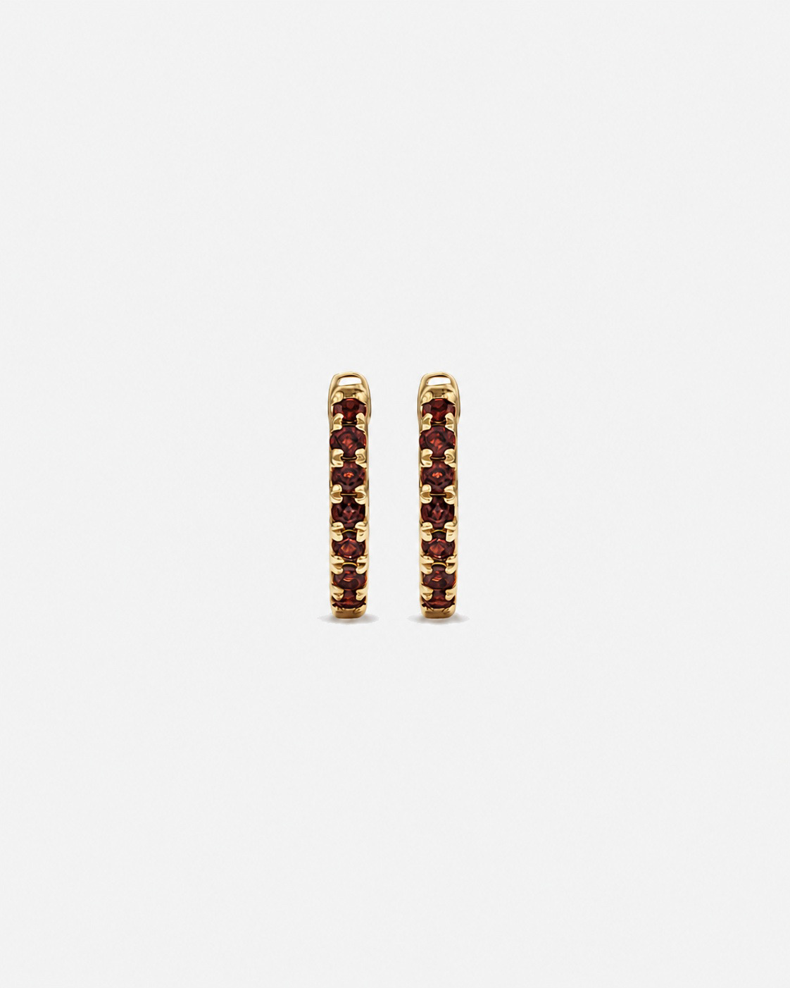 Garnet Huggie Hoop Earrings in 10kt Yellow Gold
